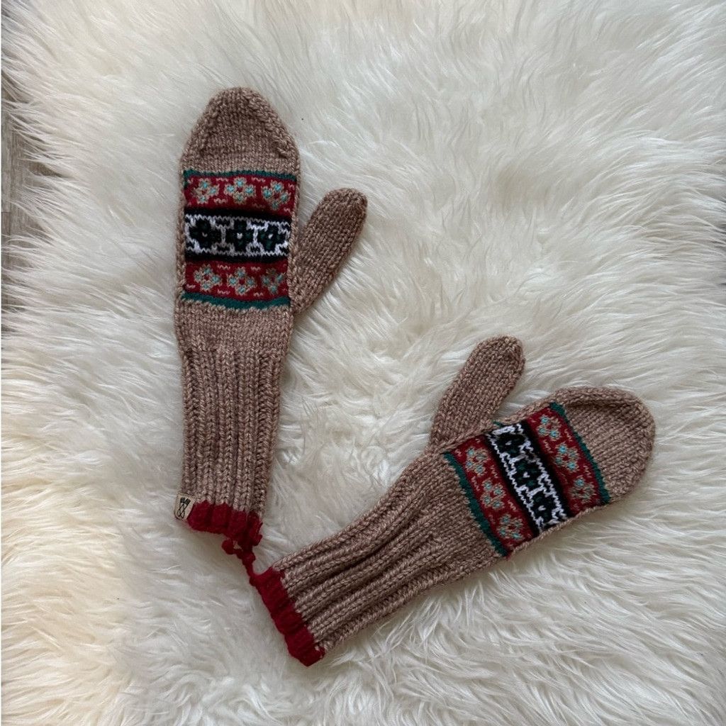 The Unbranded Brand NWOT Brown Patterned Mittens Size ONE SIZE - 1 Thumbnail