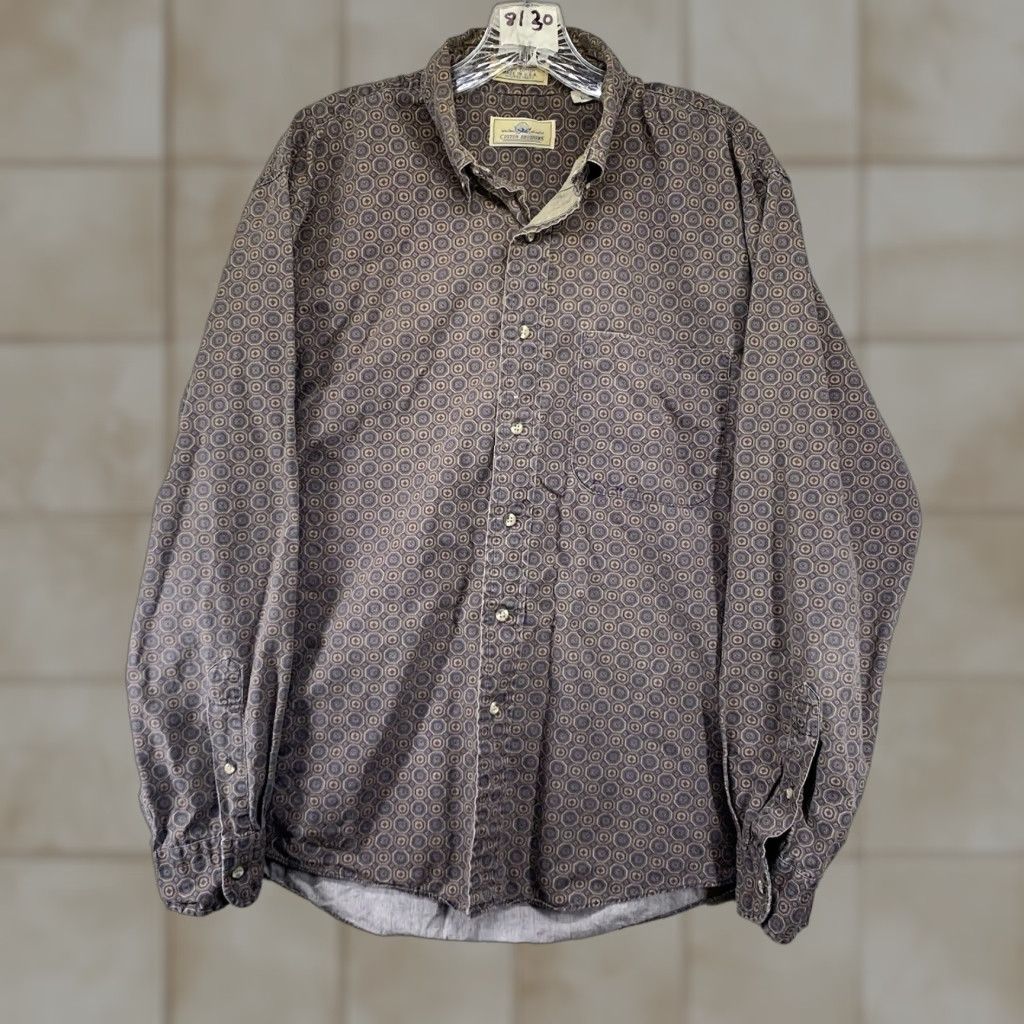 Vintage VINTAGE Cotton Brothers Men's Button-Up Shirt Long Sleeve Casual Western 80s 90s Earth Tones Size US L / EU 52-54 / 3 - 1 Thumbnail