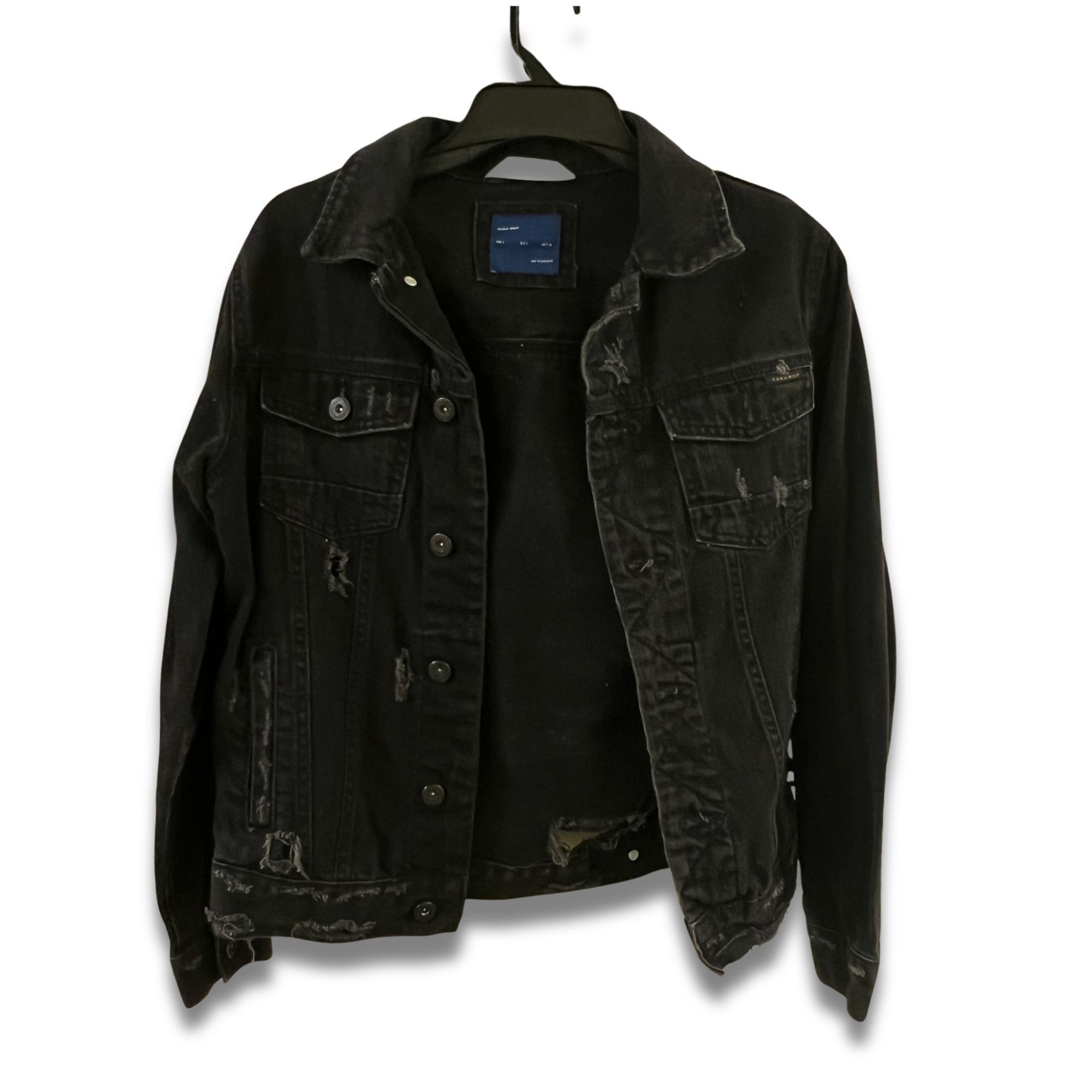 Zara Zara Man Black Distressed Denim Trucker Jacket Size S-M Size US S / EU 44-46 / 1 - 2 Thumbnail