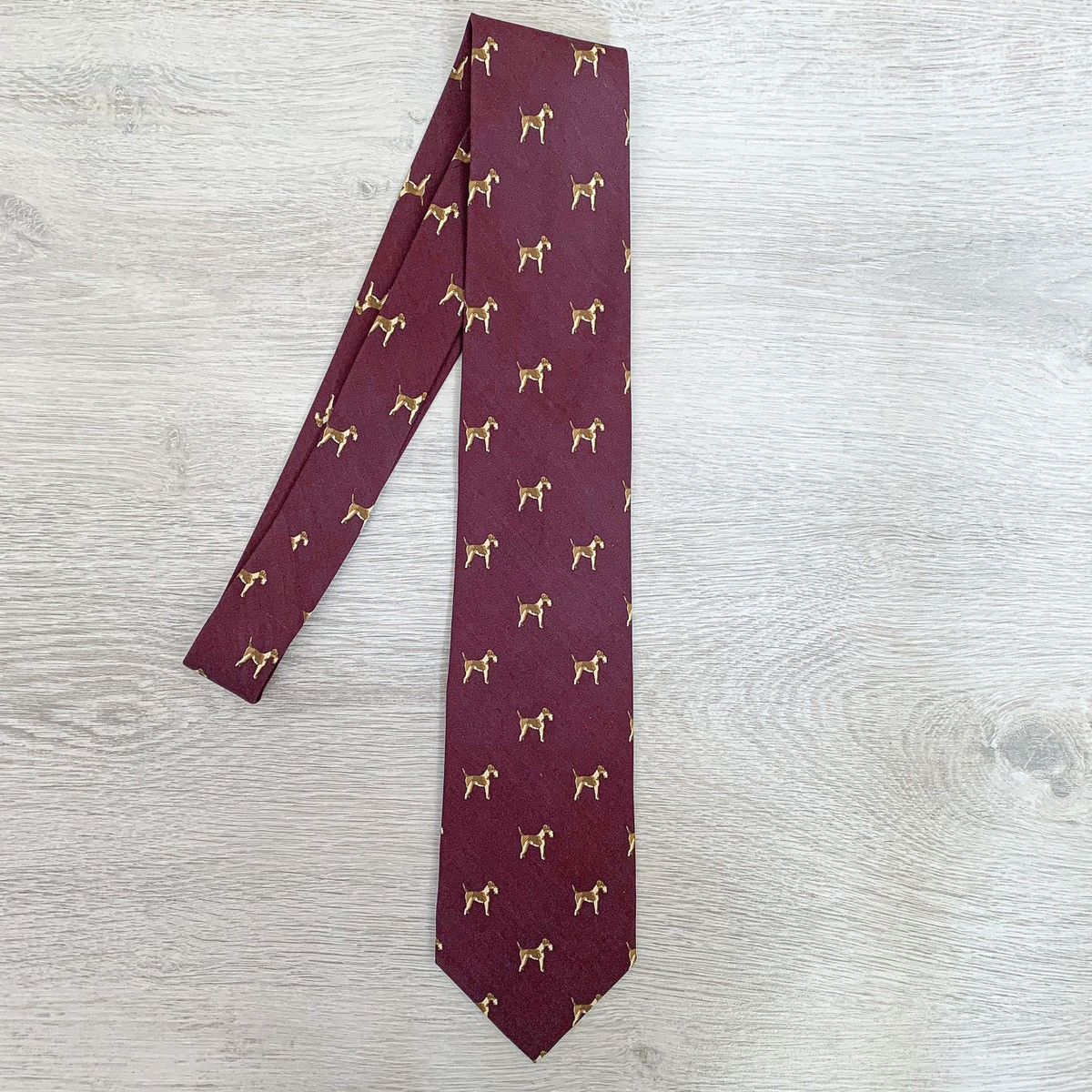 Paul Stuart Paul Stuart Burgundy Red Dog Print Print Silk Tie Size ONE SIZE - 1 Thumbnail