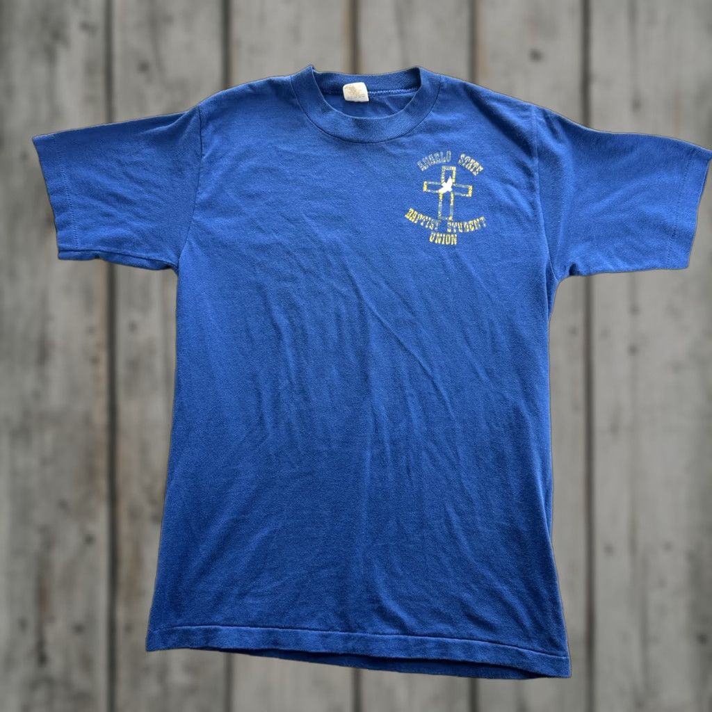 Vintage VINTAGE Angelo State Baptist Student Union Shirt Mens Medium Blue T-Shirt Prayer Christian 80s Tee Size US M / EU 48-50 / 2 - 1 Thumbnail