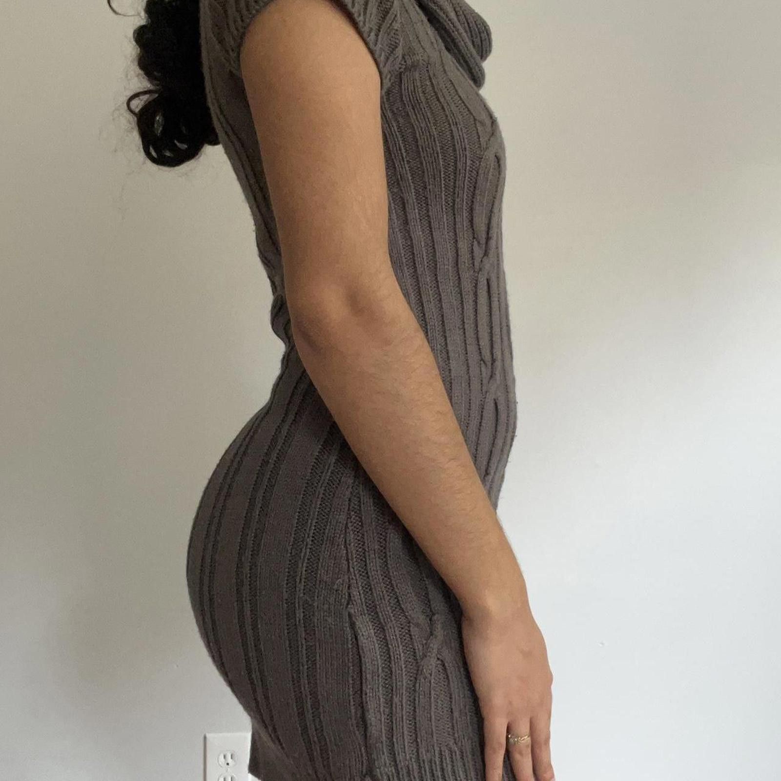 Other Grey cable knit mini dress with cowl neck and short sleeves Size S / US 4 / IT 40 - 4 Thumbnail