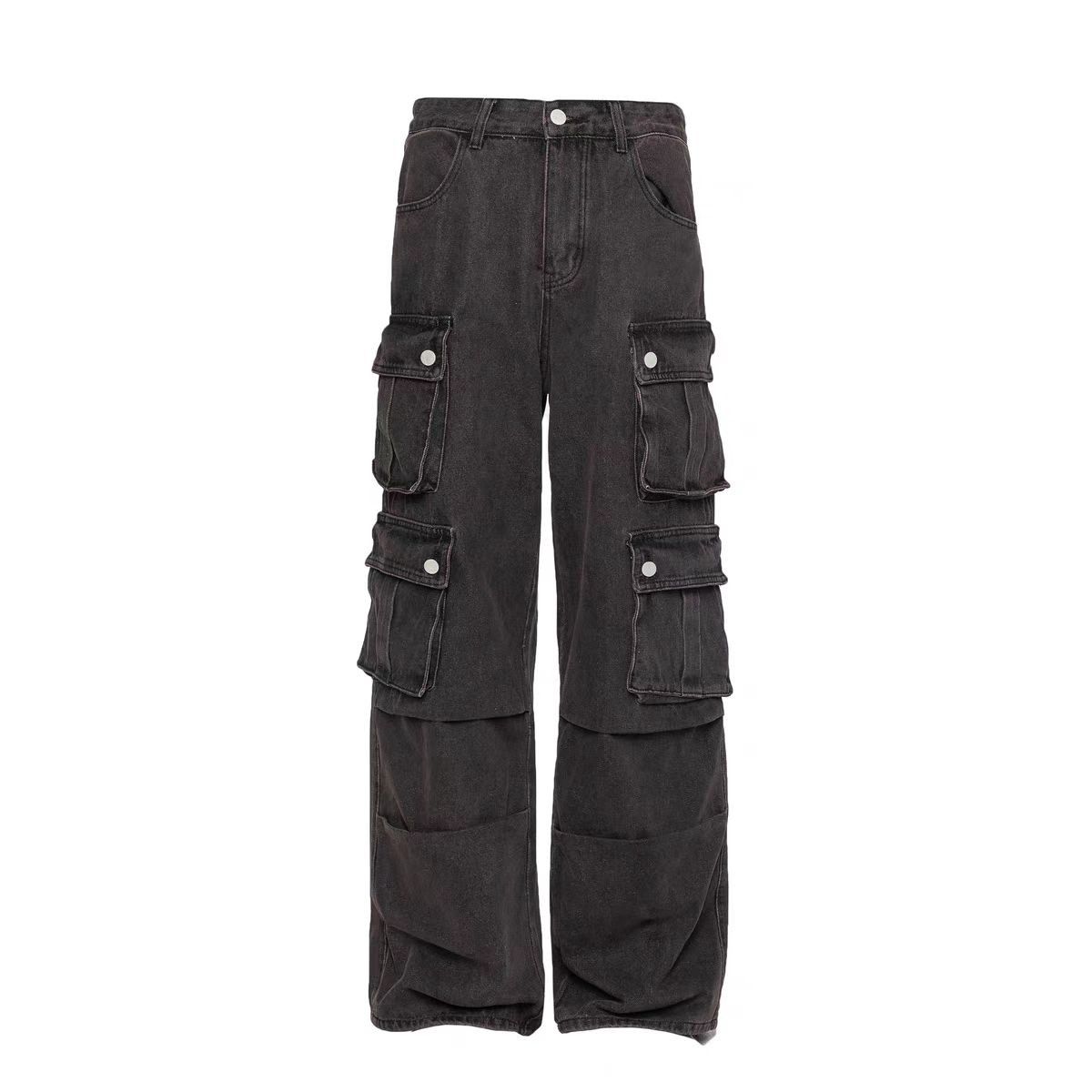 Japanese Brand × Jean Washed multi-pocket straight-leg workwear street jeans Size US 32 / EU 48 - 6 Thumbnail