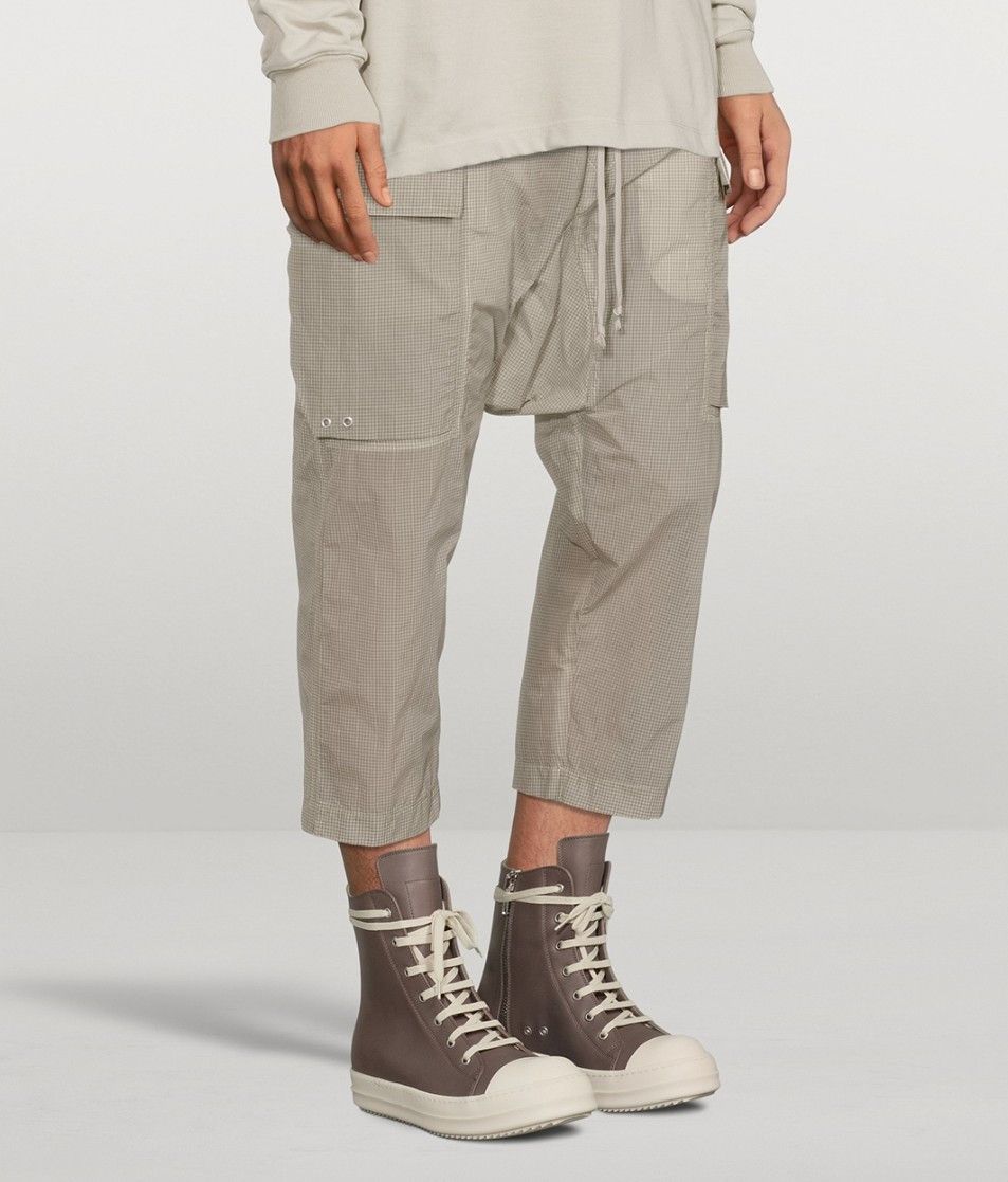 image of Rick Owens Nylon Cargo Cropped Pants in Pearl, Men's (Size 34)