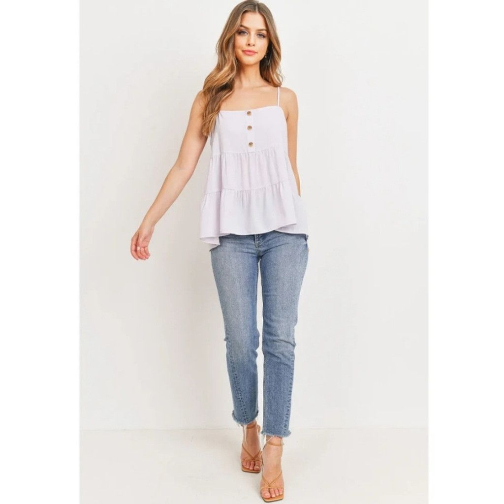 Other NWT Anthropologies Paper Crane Tiered Ruffle Tank Baby Pink Size L / US 10 / IT 46 - 3 Thumbnail