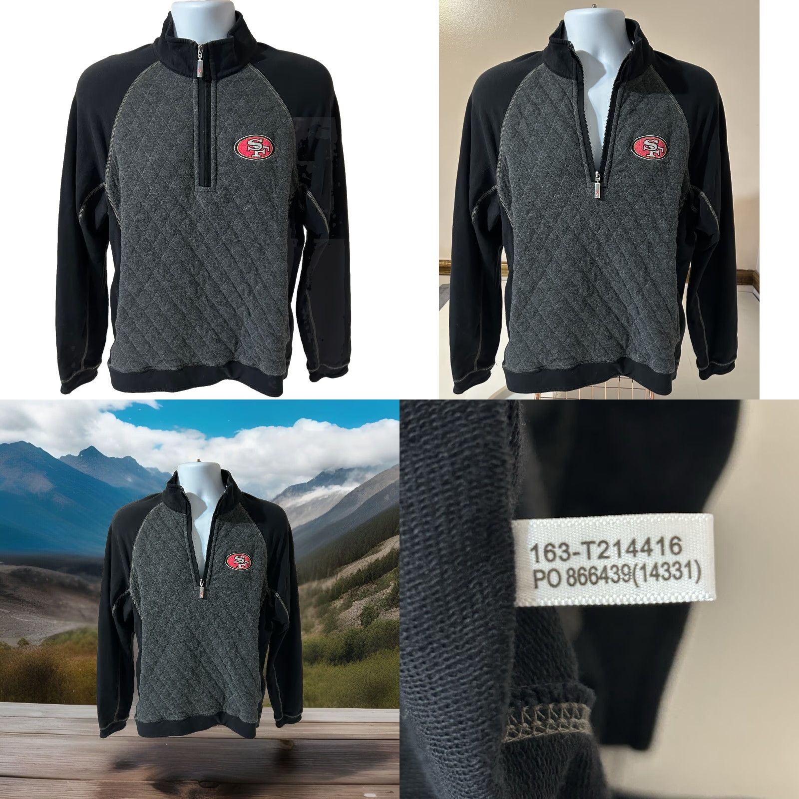 Tommy Bahama VINTAGE San Francisco 49ers Tommy Bahama 3/4 Zip Pullover Men Medium Gray Black 2016 Size US M / EU 48-50 / 2 - 8 Thumbnail