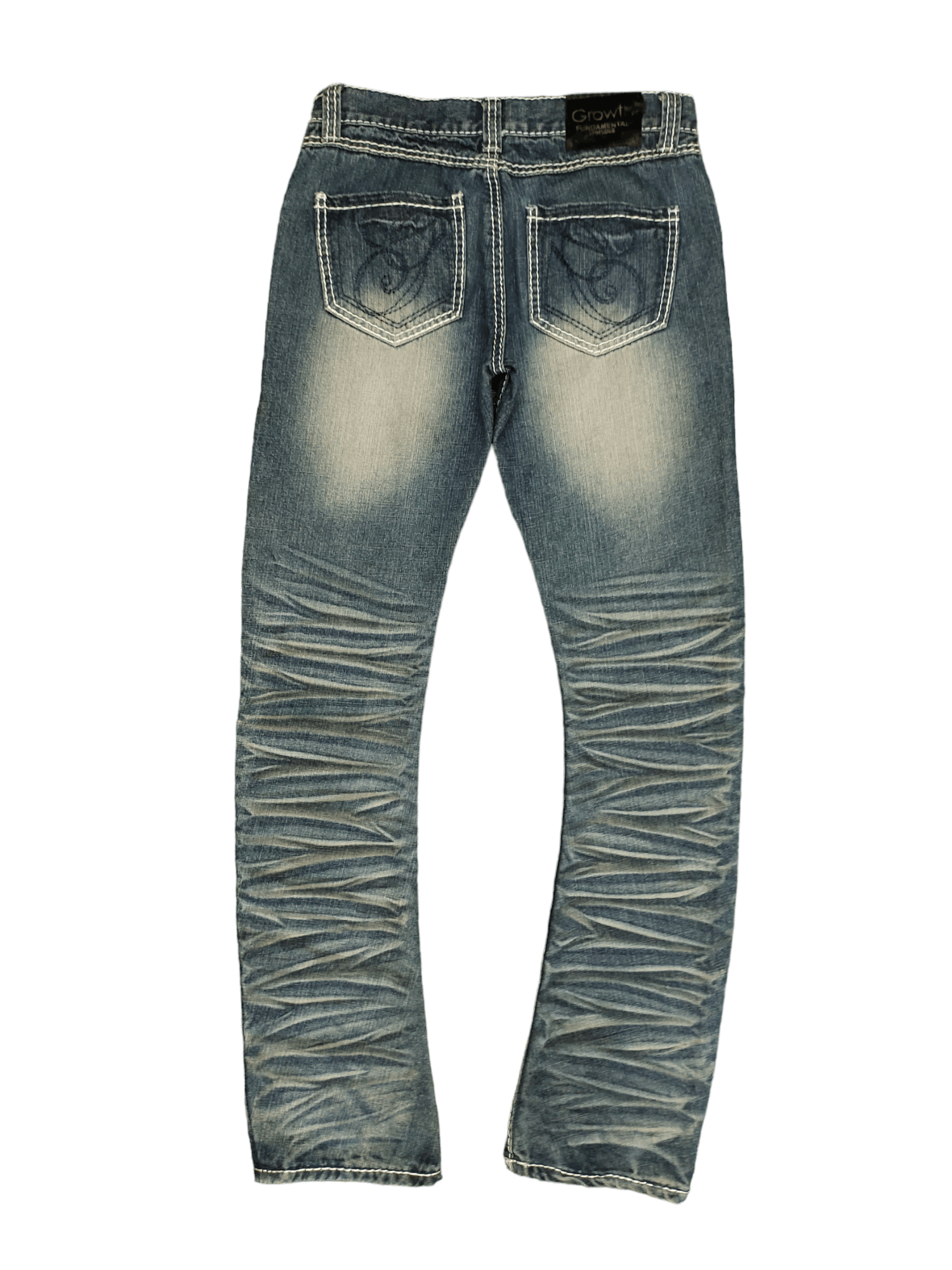 GOSTAR DE FUGA Japanese Brand Growth Amazing Washed Curved Denim Jeans Size US 31 - 10 Thumbnail