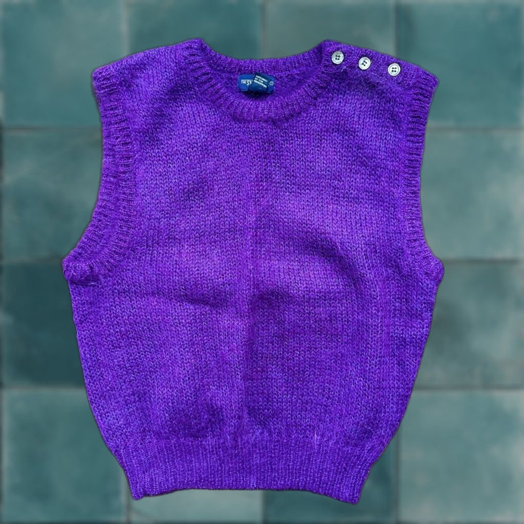 Vintage VINTAGE Purple 80s Sweater Mens L Mohair Vest Geometric Hippie Boho Wool Shirt Size US L / EU 52-54 / 3 - 1 Thumbnail