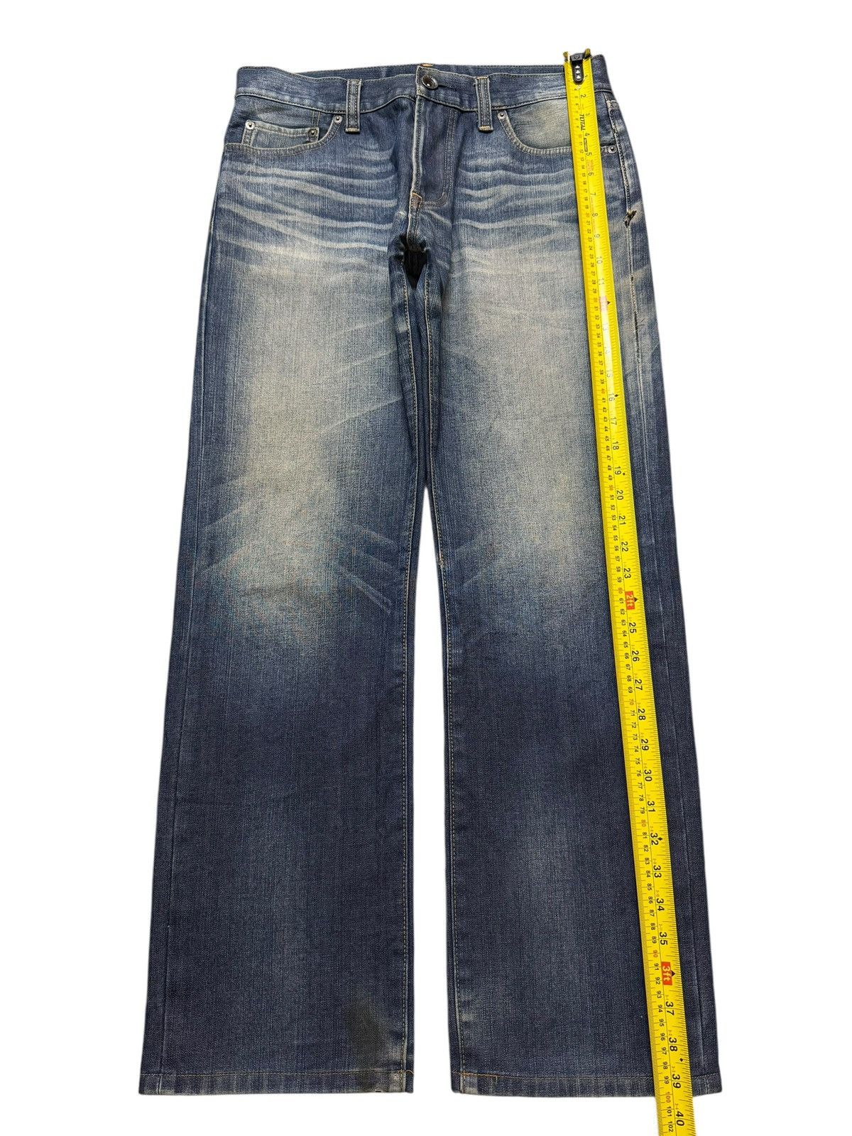 Uniqlo Vintage Y2K Japanese Uniqlo Blue Faded Whiskers Straight Leg Size US 32 / EU 48 - 8 Thumbnail