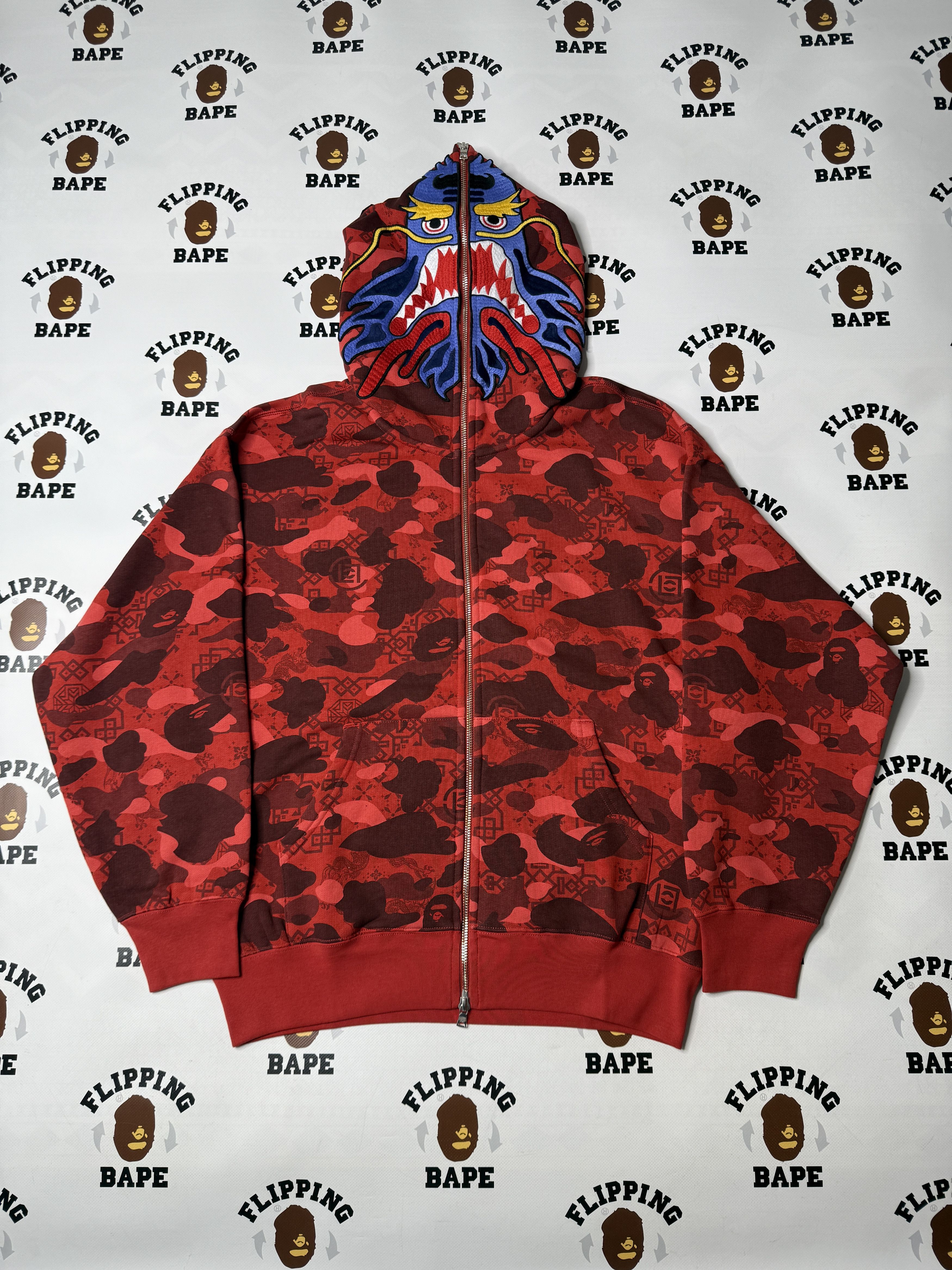 BAPE X CLOT CAMO SHARK RELAXED FIT FULL ZIP HOODIE