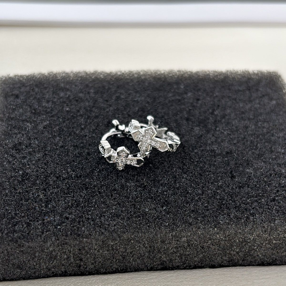 Other 13mm CZ Cross Hoop Earrings for Men Women Size ONE SIZE - 2 Thumbnail
