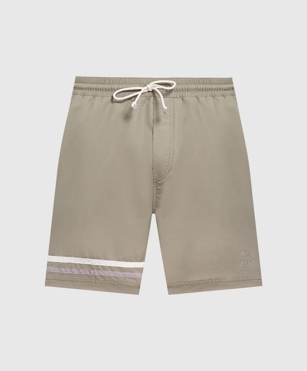 Brunello Cucinelli BRUNELLO CUCINELLI green logo embroidered swim shorts XL NWT Size US 36 / EU 52 - 1 Thumbnail