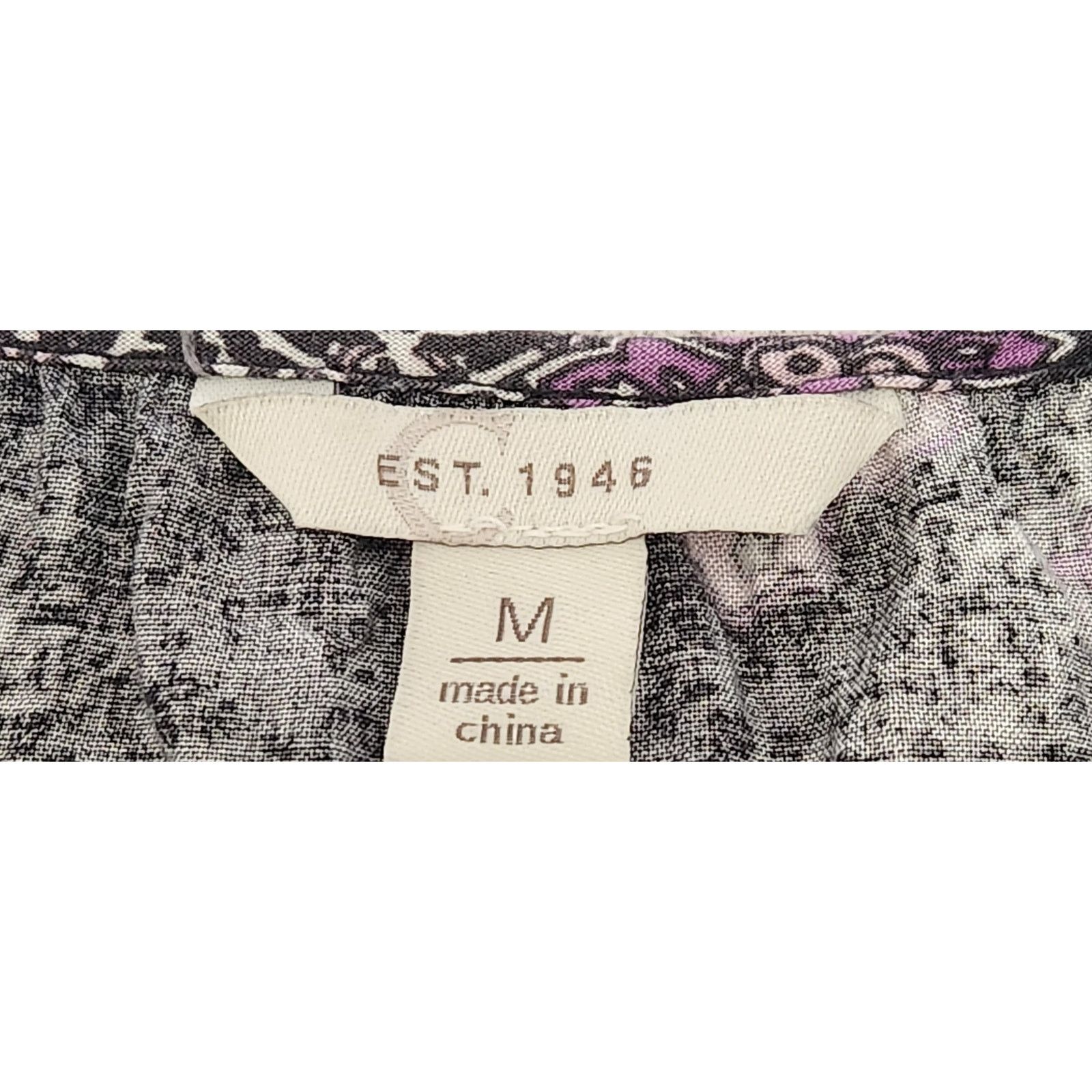 Other Cato Black Purple White Floral Short Bell Sleeves Top Medium Size M / US 6-8 / IT 42-44 - 4 Thumbnail