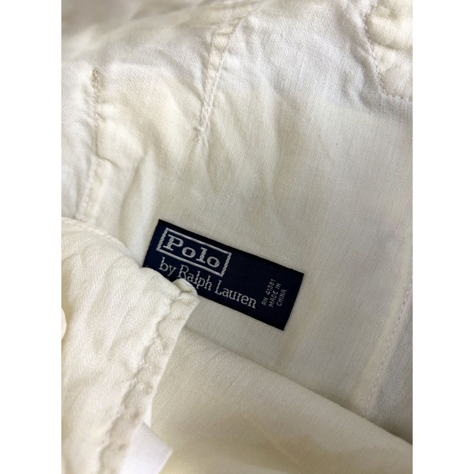 Polo Ralph Lauren VINTAGE Polo Ralph Lauren Chino Shorts Men 38 White Linen Silk Blend Chain Zip Shirt? Size US M / EU 48-50 / 2 - 4 Thumbnail