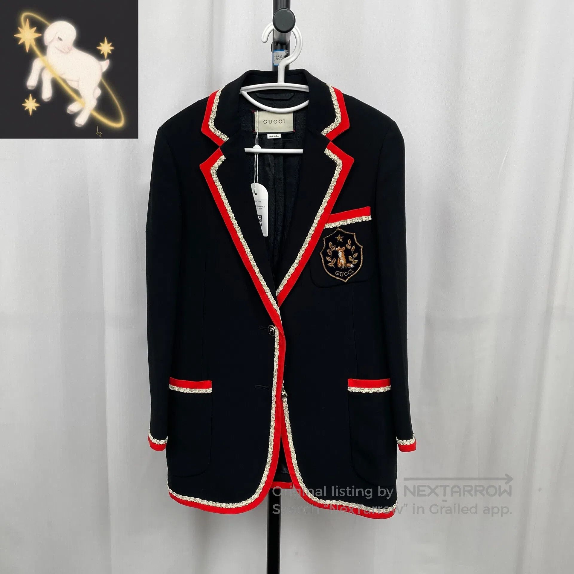 Gucci Guicci Red striped logo single-breasted long-sleeve black Size XS / US 0-2 / IT 36-38 - 1 Thumbnail
