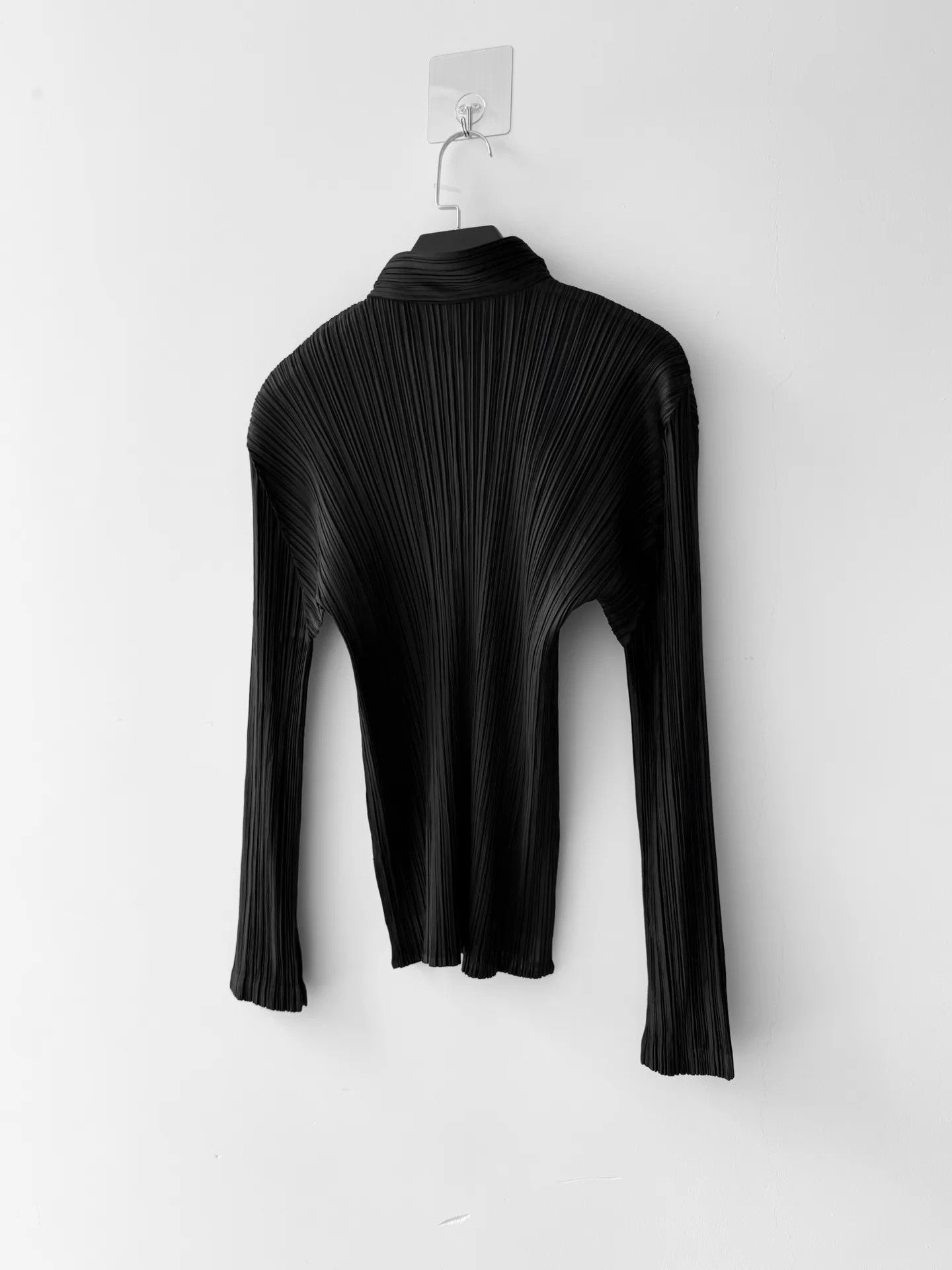 Issey Miyake ISSEY MIYAKE PLEATS PLEASE Black Stand Collar Shirt Size 4 Size S / US 4 / IT 40 - 4 Thumbnail