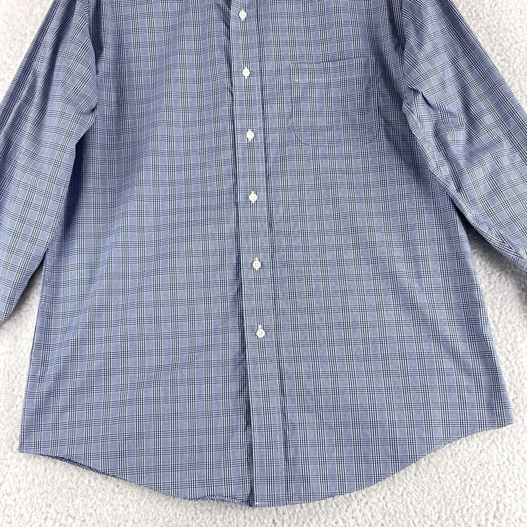Brooks Brothers Brooks Brothers Regent Button-Up Dress Shirt Mens Medium Blue Houndstooth Cotton Size 40R - 4 Thumbnail