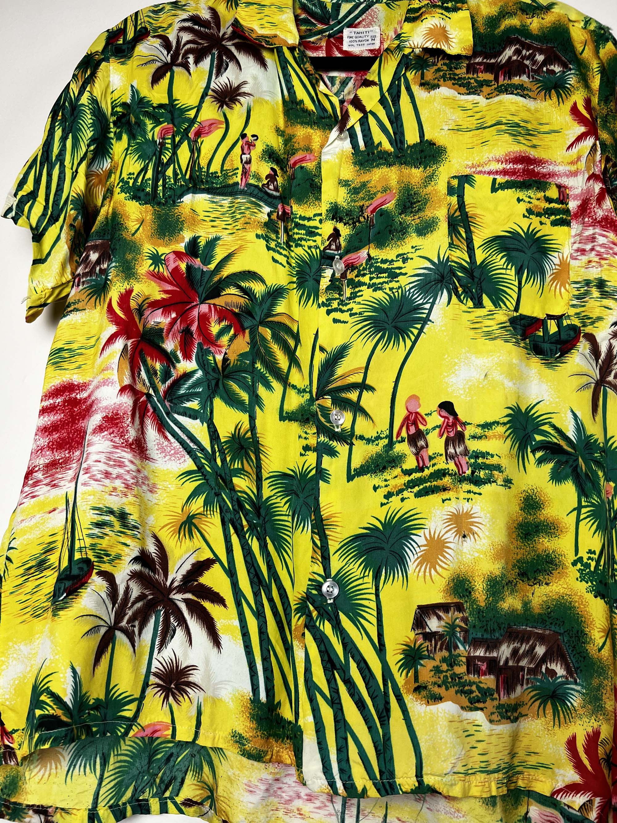 Vintage Vintage 1940's-1950's TAHITI Rayon Island Palm Tree Shirt Size US M / EU 48-50 / 2 - 7 Thumbnail