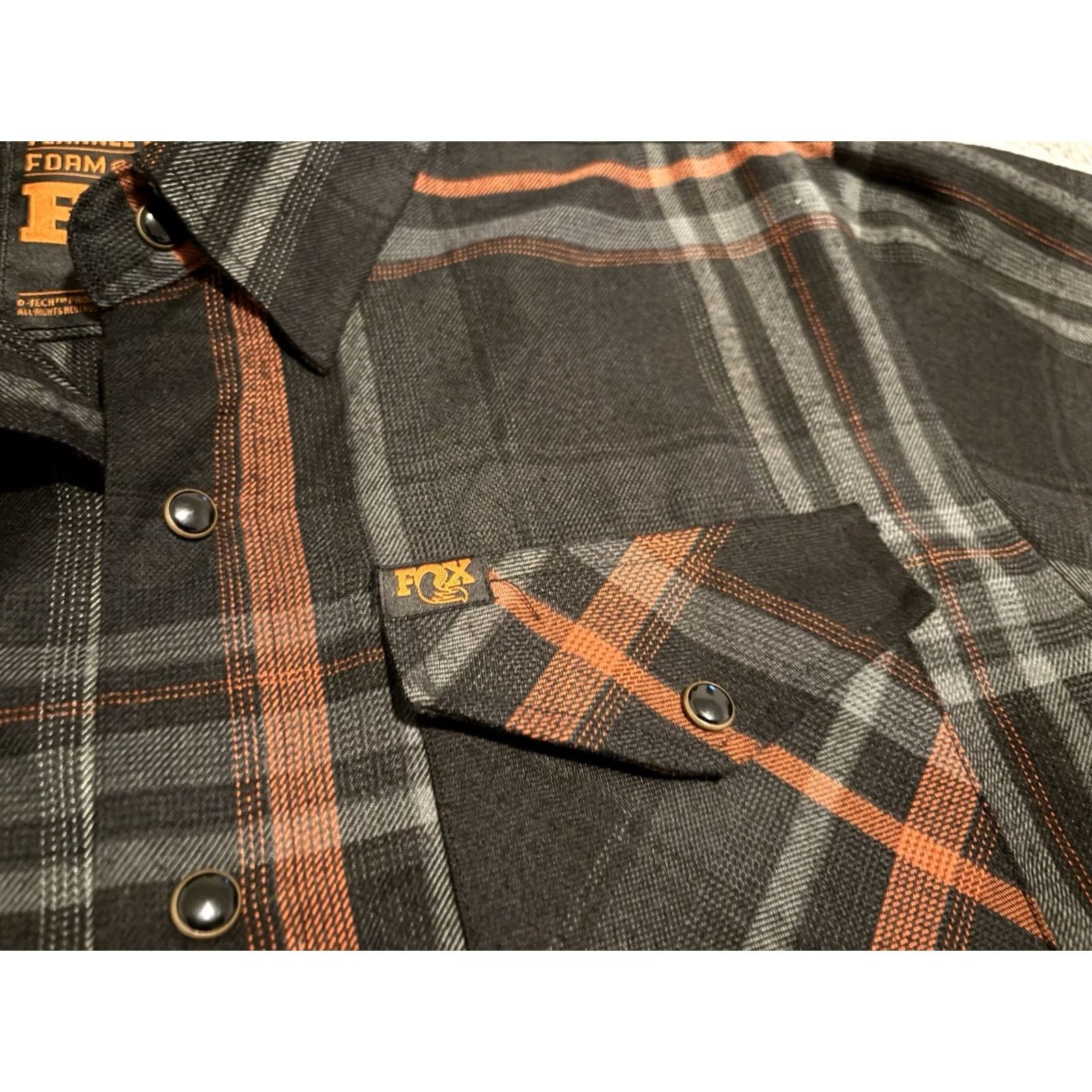 Vintage Dixxon Fox Racing Plaid Flannel Shirt Long Sleeve Snap Mens Medium Black Orange Size US M / EU 48-50 / 2 - 3 Thumbnail