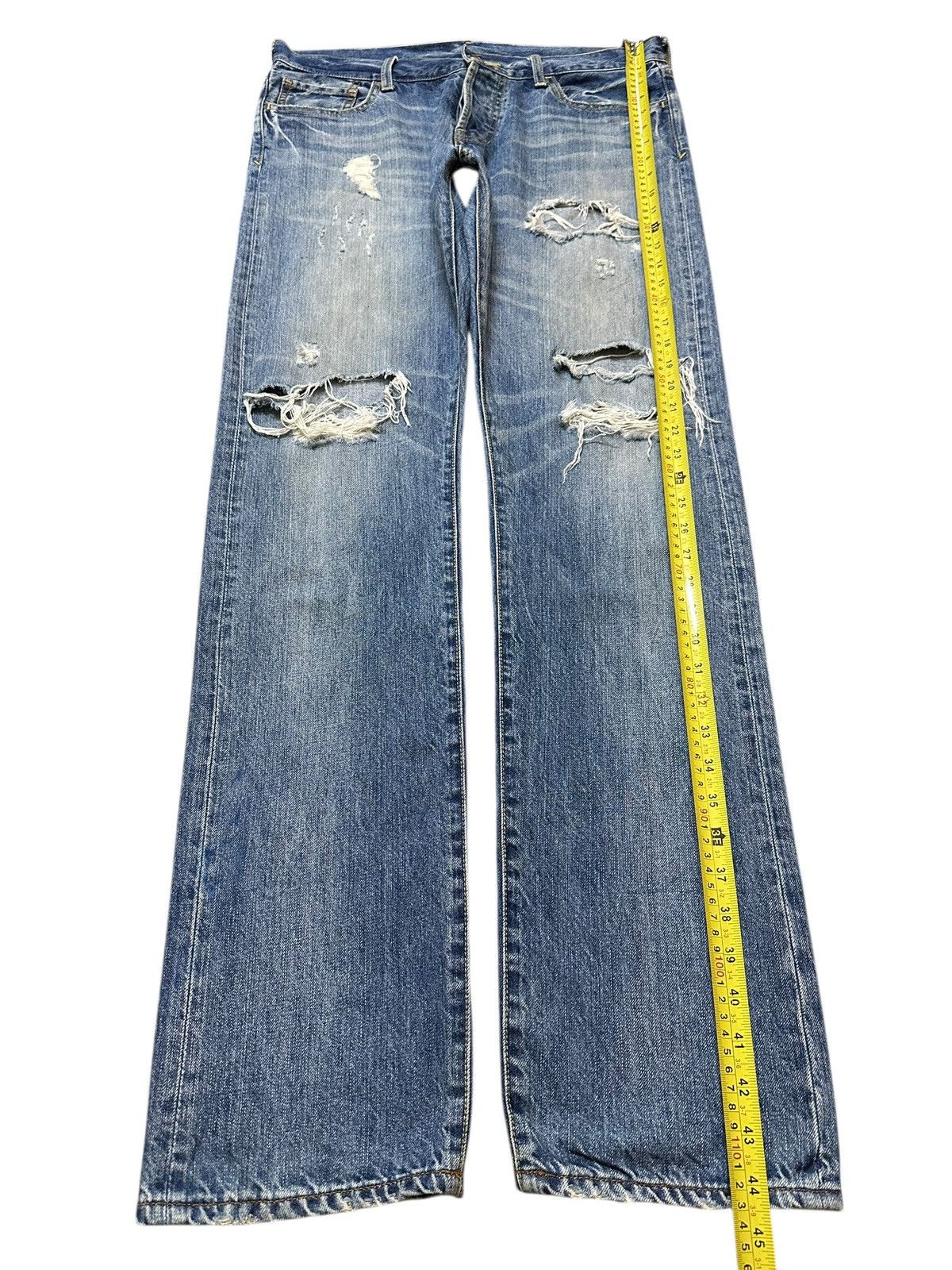 14th Addiction Vintage Japanese Brand Blue Faded Wash Distressed Jeans Size US 34 / EU 50 - 12 Thumbnail