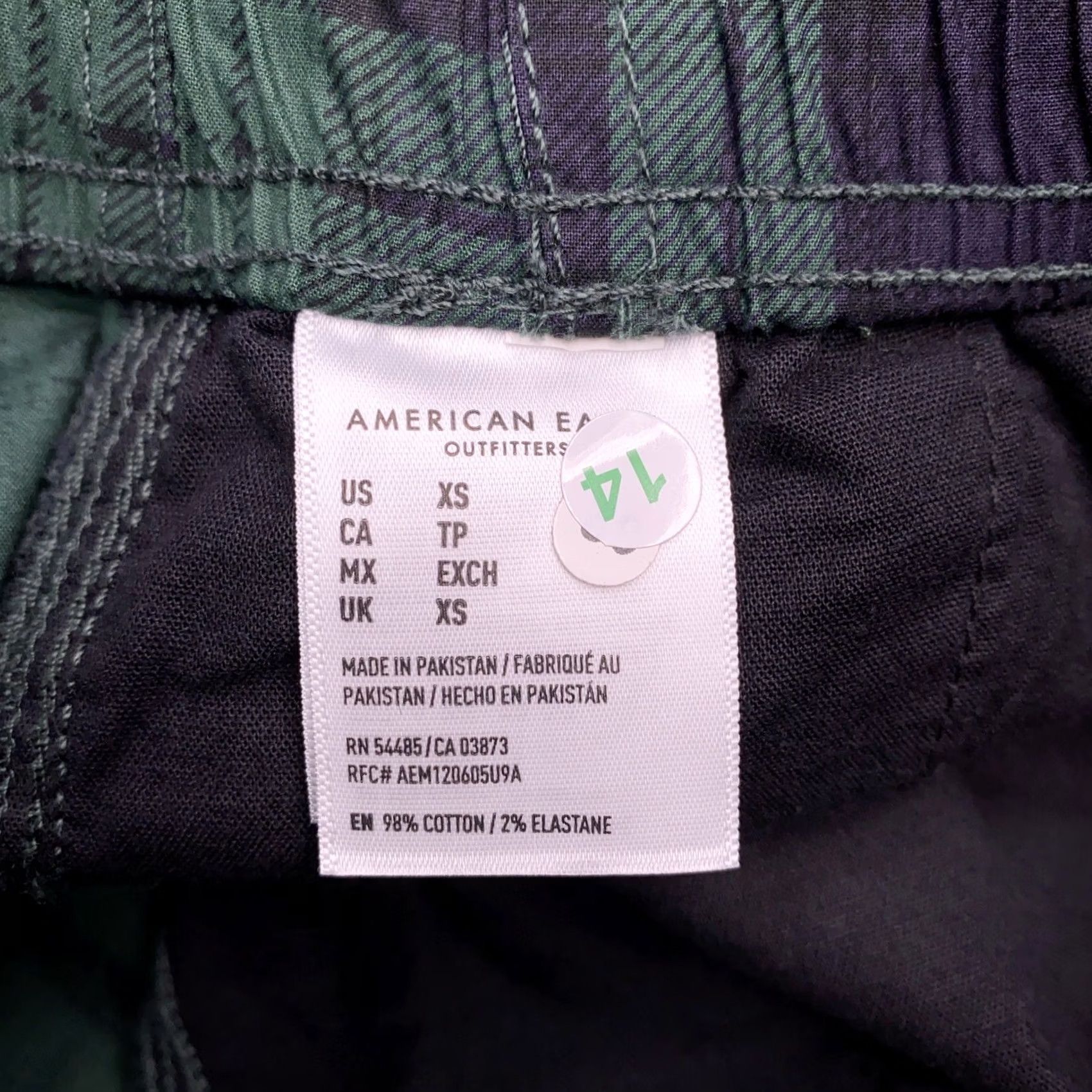 American Eagle Outfitters American Eagle Outfitters Jogger Short Mens XS Green Plaid Drawstring Stretch New Size US 27 - 5 Thumbnail