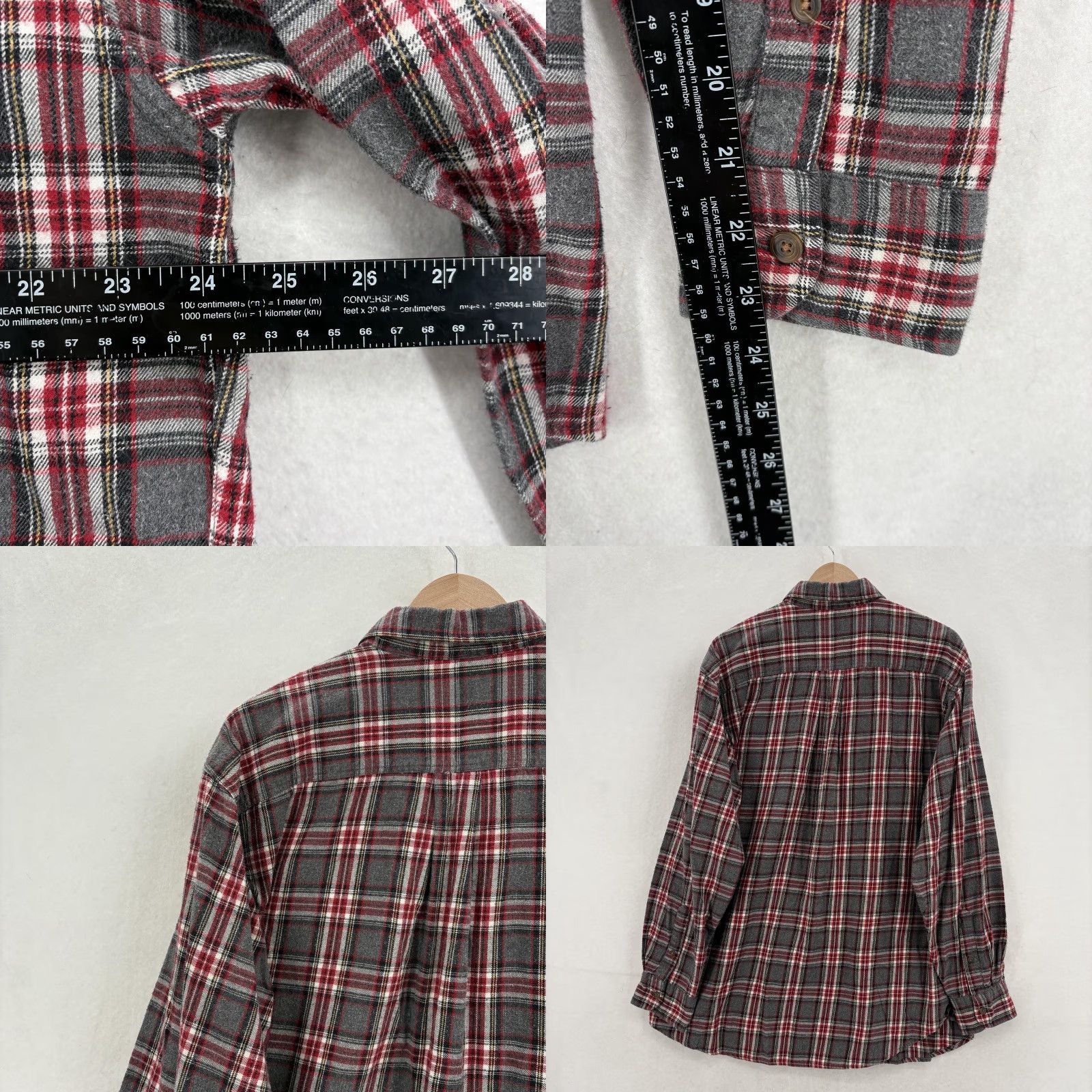 J.Crew J.CREW Oarsman Shirt Mens Large Gray Red Plaid Flannel Long Sleeve Button Down Size US L / EU 52-54 / 3 - 8 Thumbnail