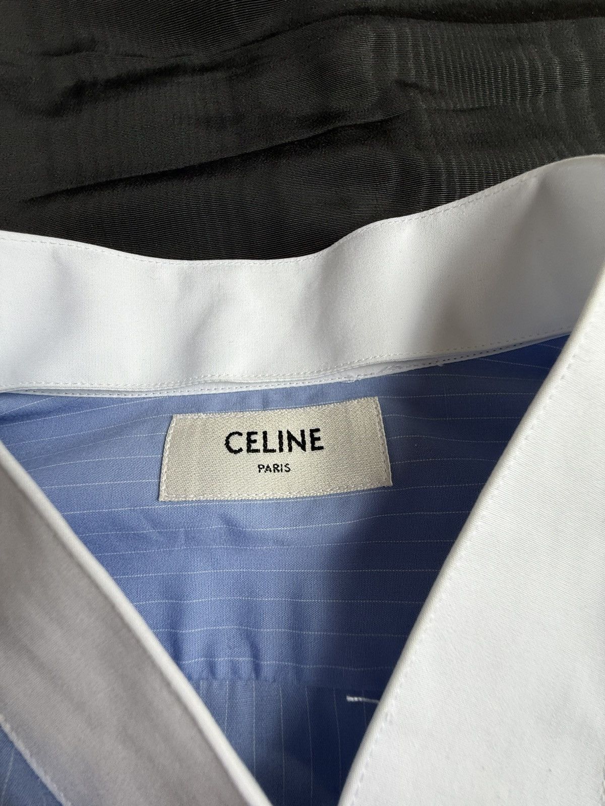 Celine × Hedi Slimane SS24 Celine Triomphe logo blue stripe shirt Hedi sample 39 Size US M / EU 48-50 / 2 - 19 Thumbnail