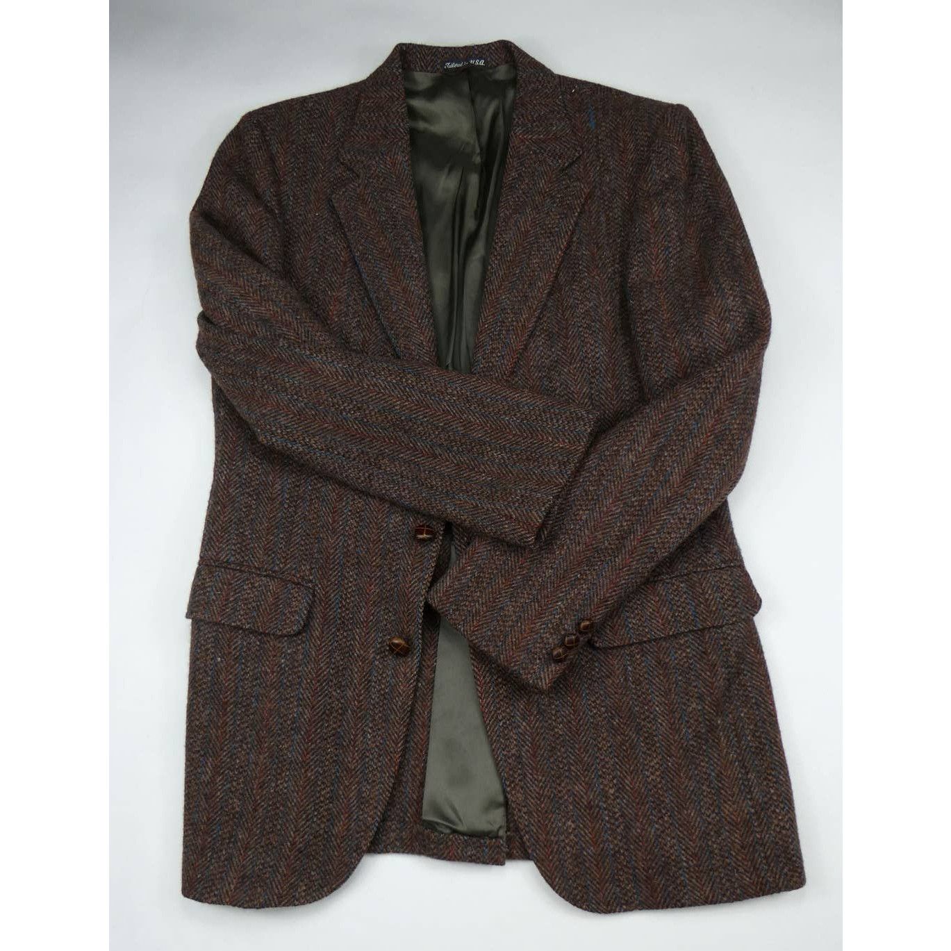 Stafford Hampshire Wool Tweed Sport Coat Herringbone 40L