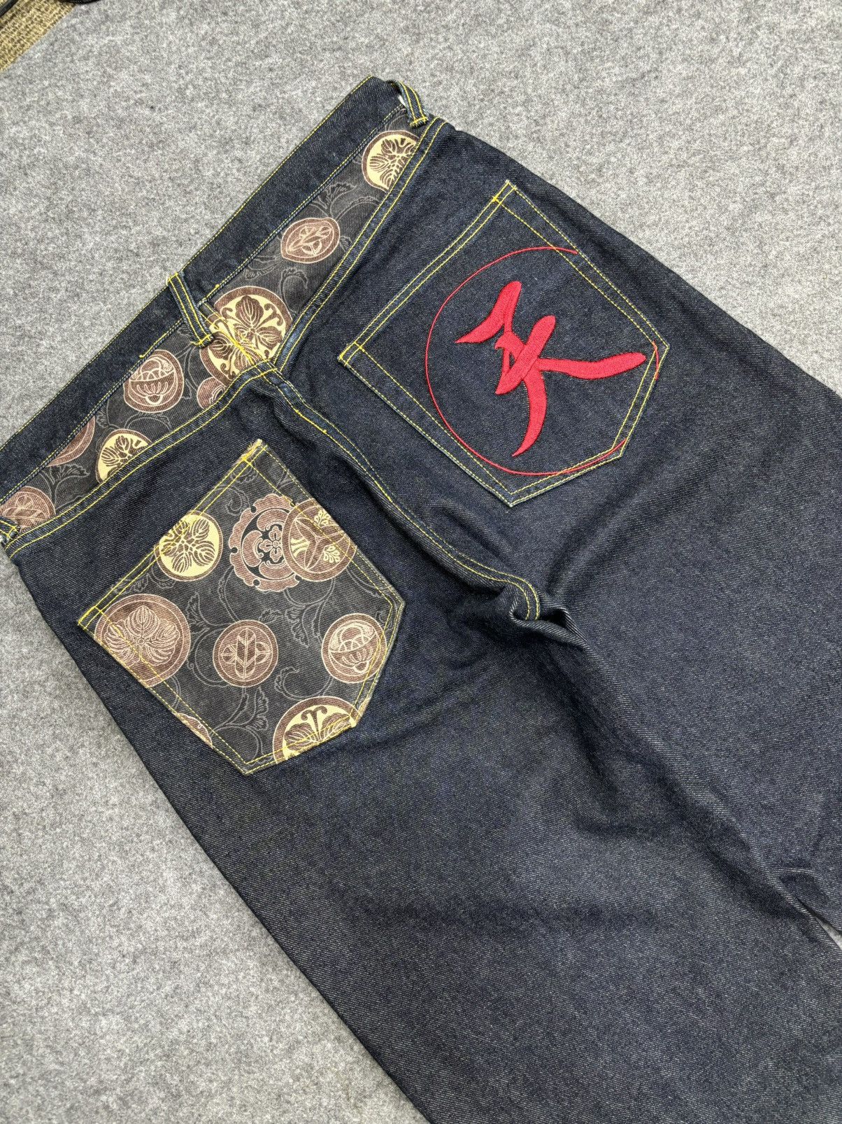 Japanese Brand 💥Baggy Embroidery💥Artisanal Japan Embroidery Denim F527 Size US 34 / EU 50 - 15 Thumbnail