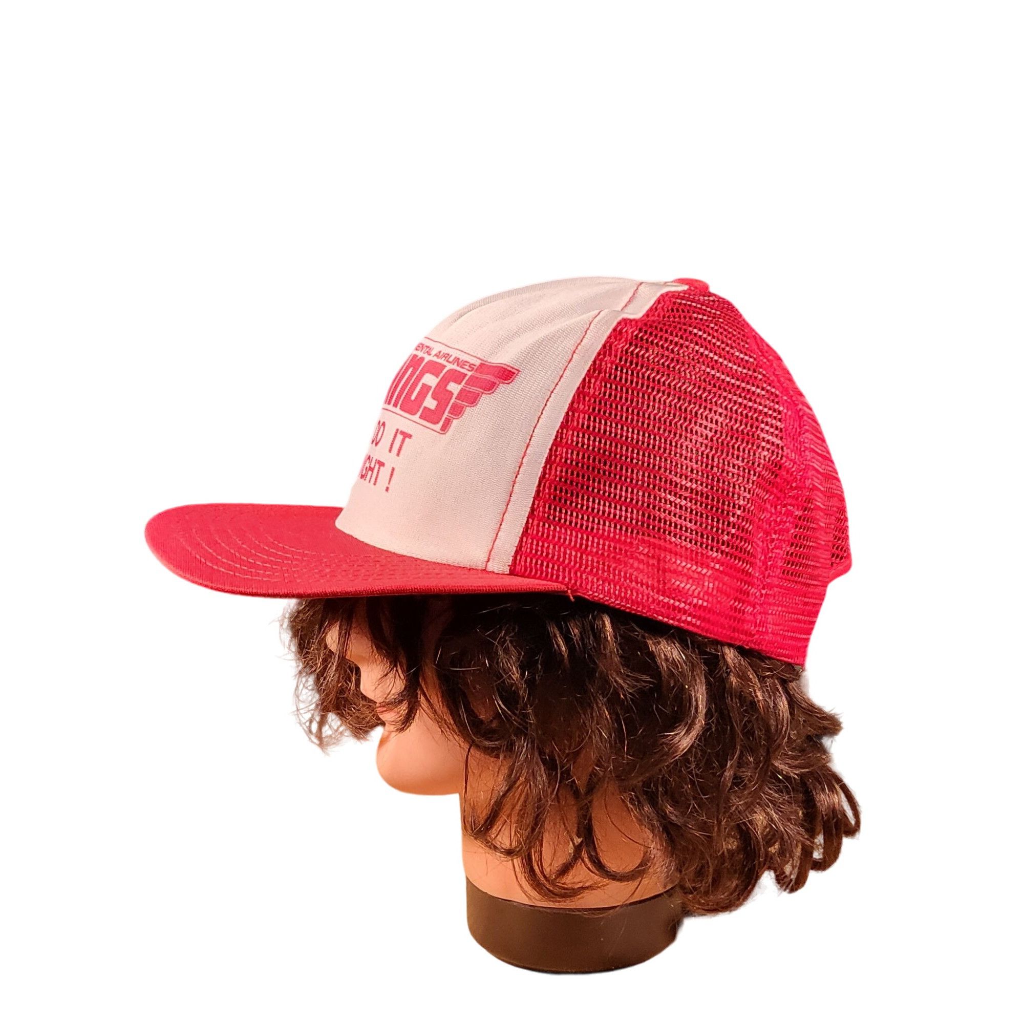 Vintage Vintage Continental Airlines Wings Trucker Snapback Hat Red Size ONE SIZE - 2 Thumbnail
