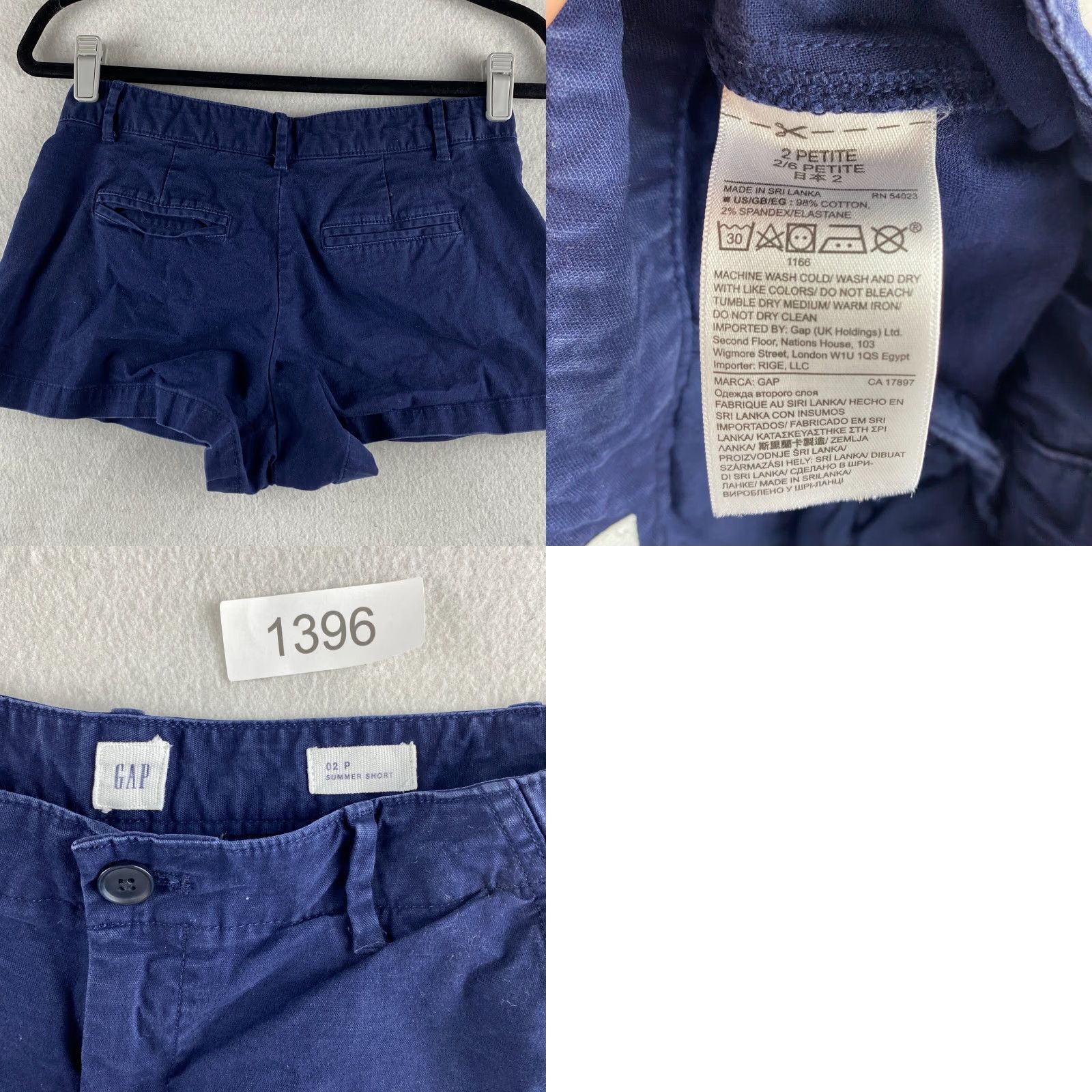 Gap Gap Shorts Womens 02P Blue Chino Shorts Casual Adult Petite 28in Blue Cotton Spandex Pocket Slant Pockets Regular Rise 2in Inseam Summer Autumn Womens Size 26" / US 2 / IT 38 - 8 Thumbnail