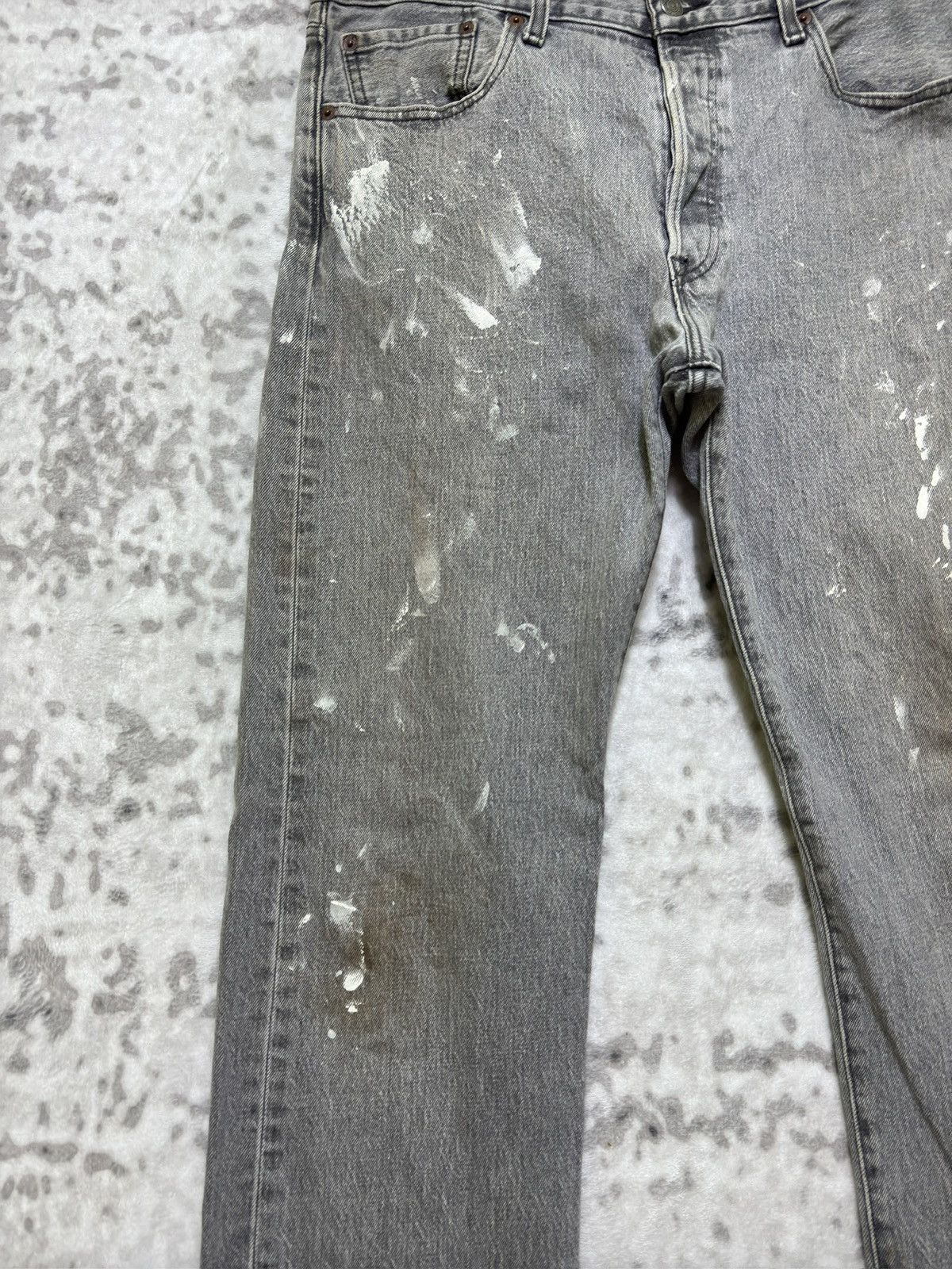 Levi's Vintage Levi’s 501 Gray Washed Paint Splatter Denim Jeans Size US 34 / EU 50 - 8 Thumbnail
