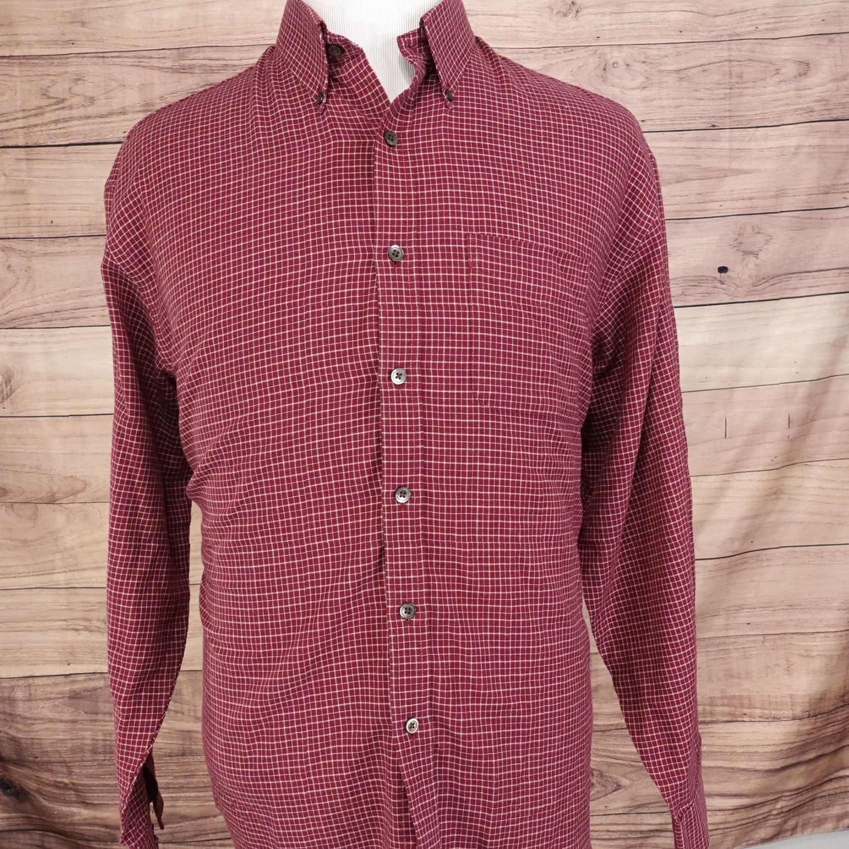 Van Heusen VAN HEUSEN Red Check Long Sleeve Button-Up Shirt Mens L Regular Fit Size US L / EU 52-54 / 3 - 3 Thumbnail