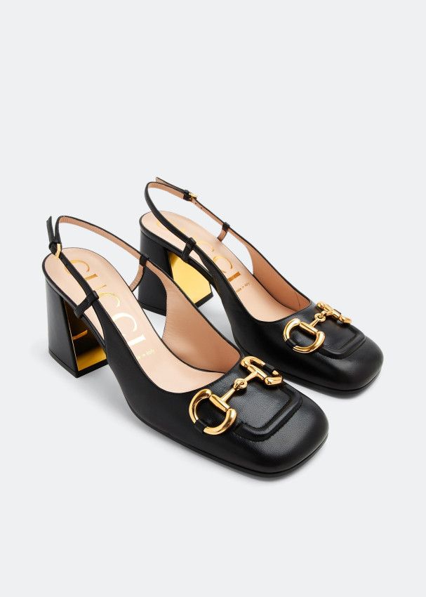 Gucci o1s1wg110225 Mid-Heel Slingback With Horsebit in Black Size US 4 / IT 34 - 4 Thumbnail