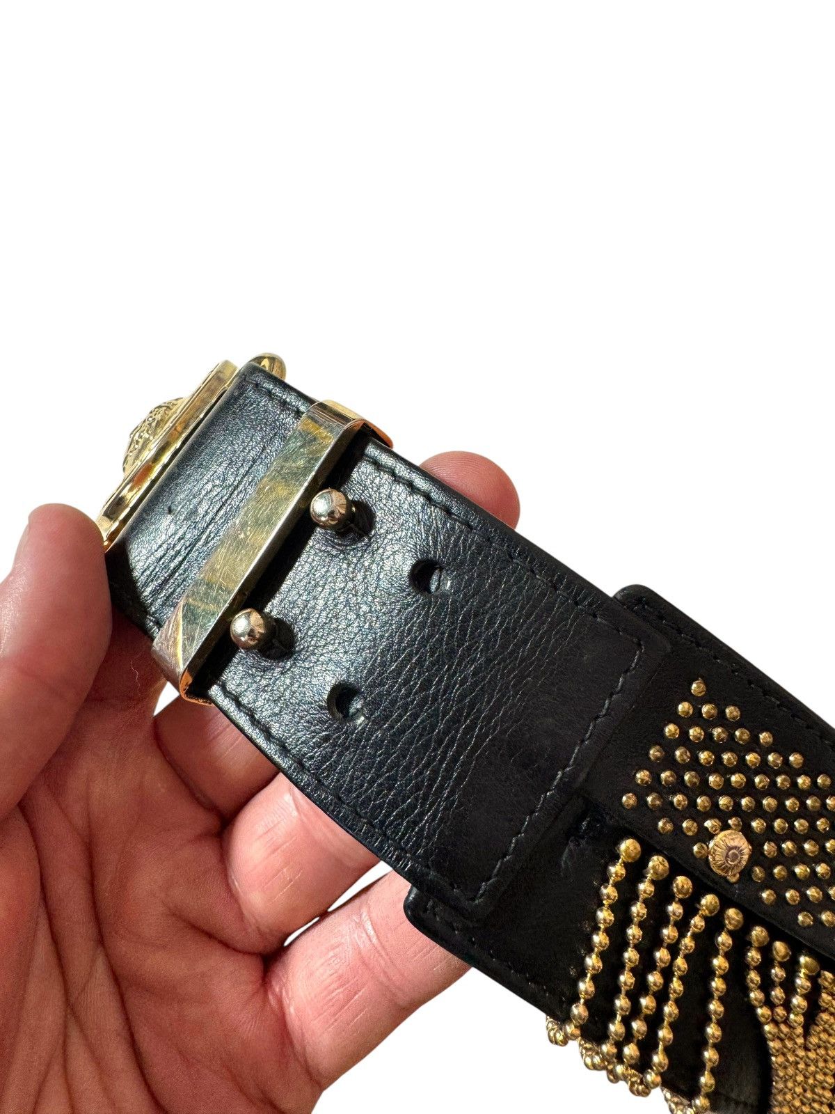Versace Gianni Versace Vintage 90s Leather Belt with Medusa & Fringe Size ONE SIZE - 5 Thumbnail