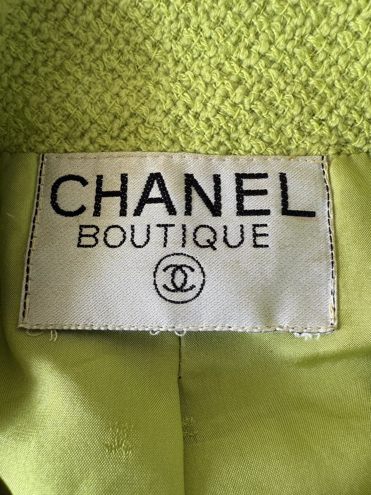 Chanel Chanel Boutique 1995 Lime Green Wool Tweed Blazer Size S / US 4 / IT 40 - 10 Thumbnail