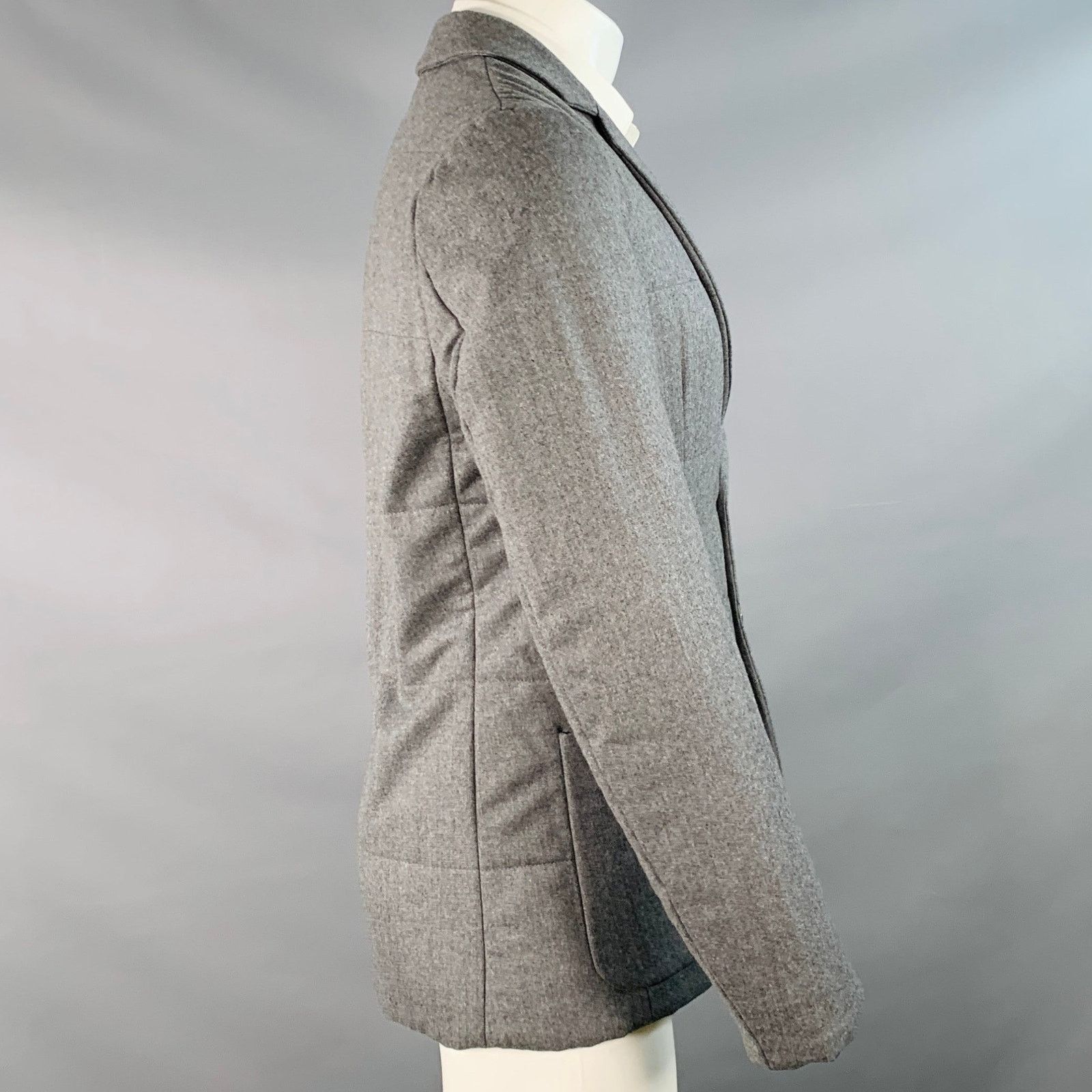 Paul Smith Size S Heather Grey Quilted Wool Notch Lapel Sport Coat Size 36R - 2 Thumbnail