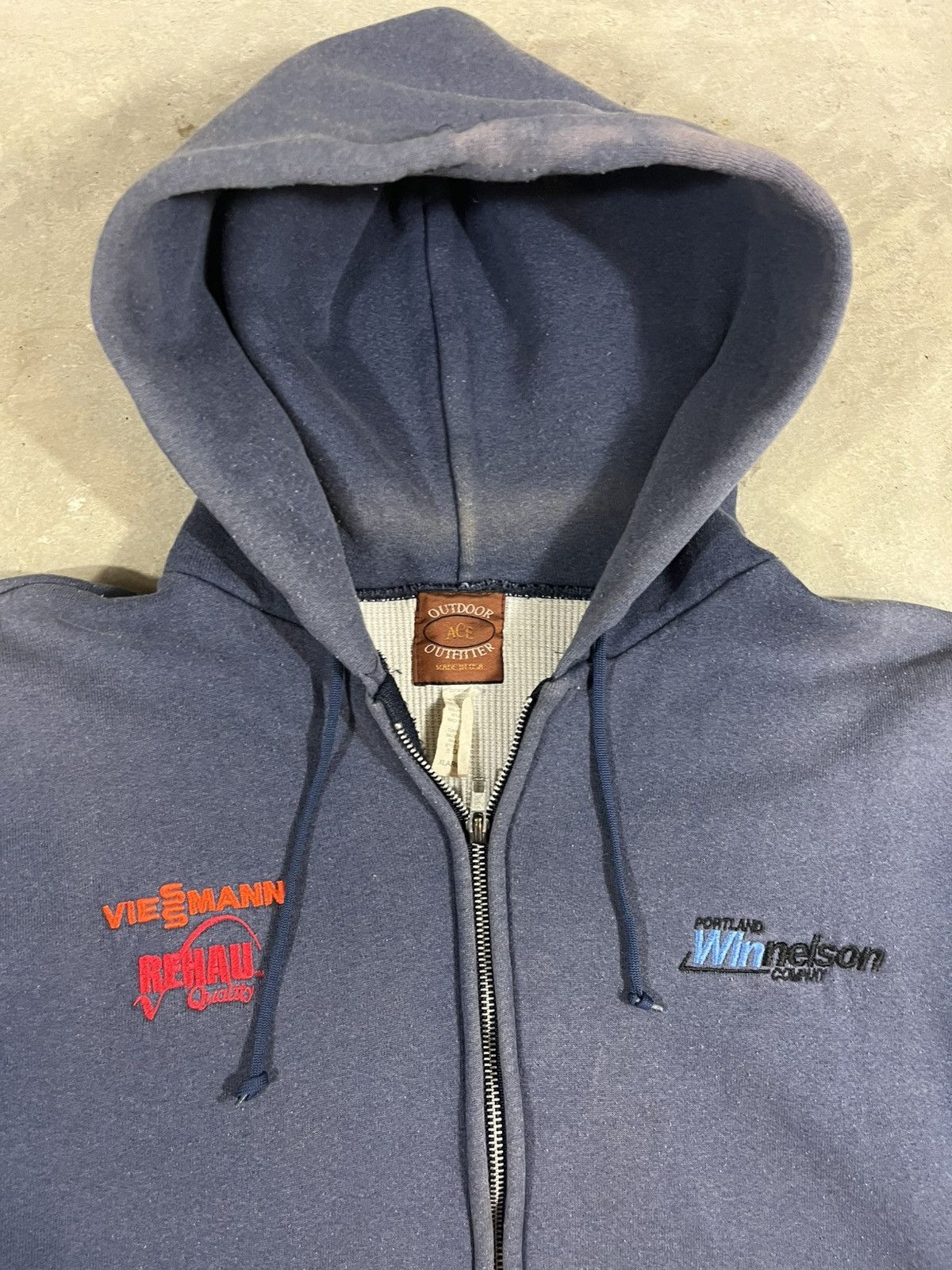 Vintage Vintage 90s Thermal Lined Zip Hoodie Sweatshirt Faded Blue Size US XL / EU 56 / 4 - 8 Thumbnail
