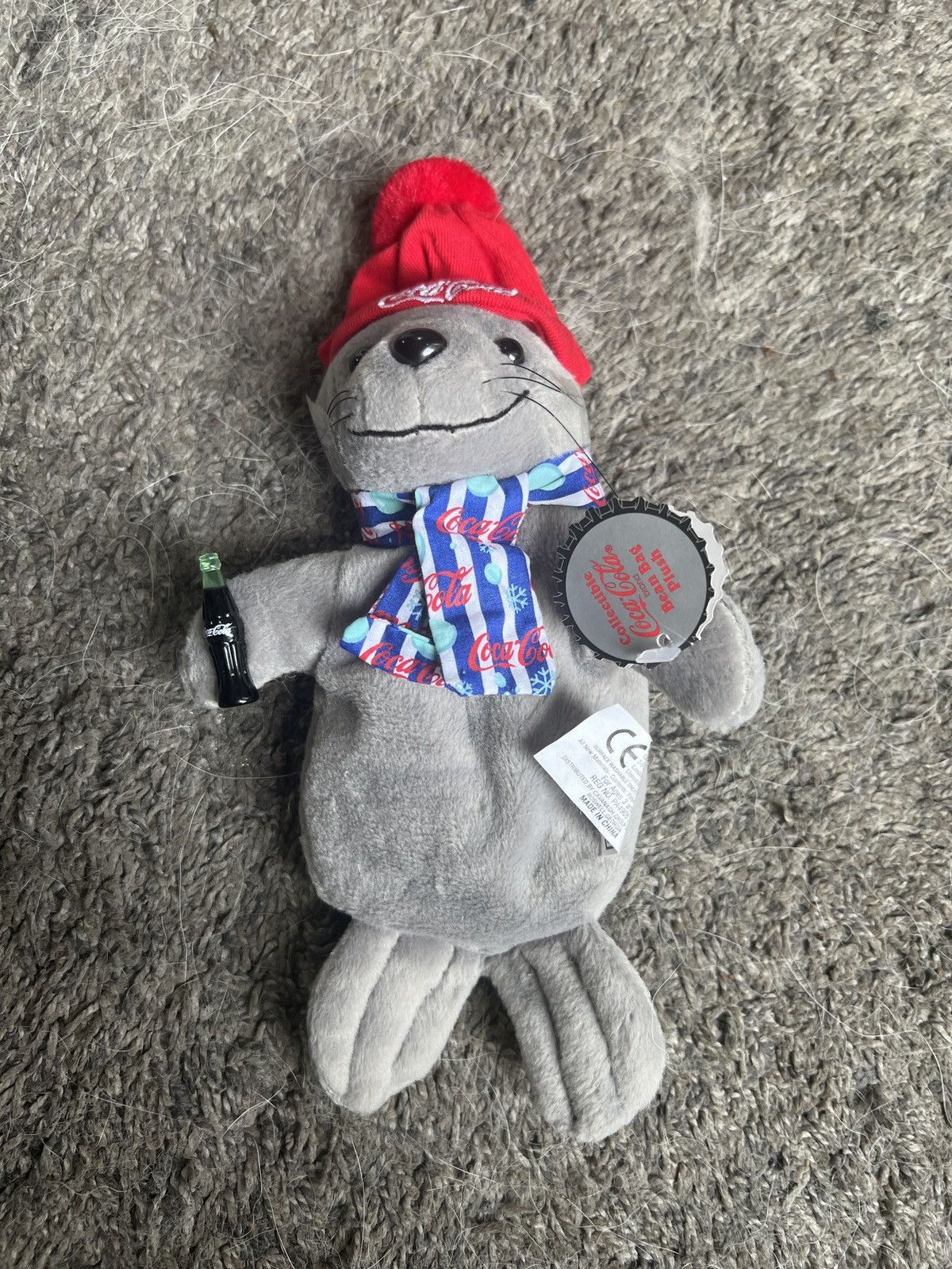 Coca Cola 1999 Coca-Cola Seal In Striped Scarf And Knit Cap Plush Size ONE SIZE - 1 Thumbnail