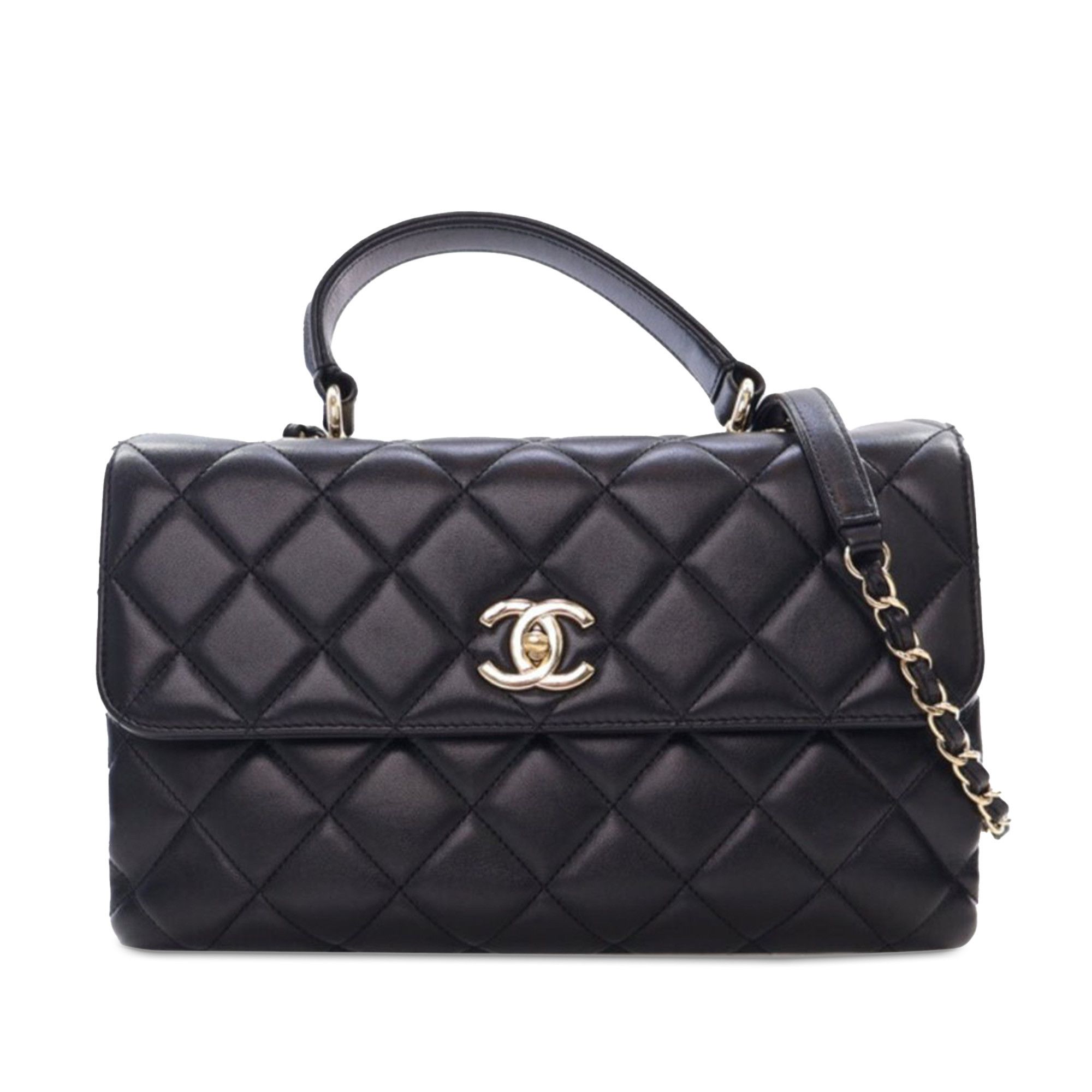 Chanel Medium Lambskin Trendy Cc Top Handle Bag in Black, Women's
