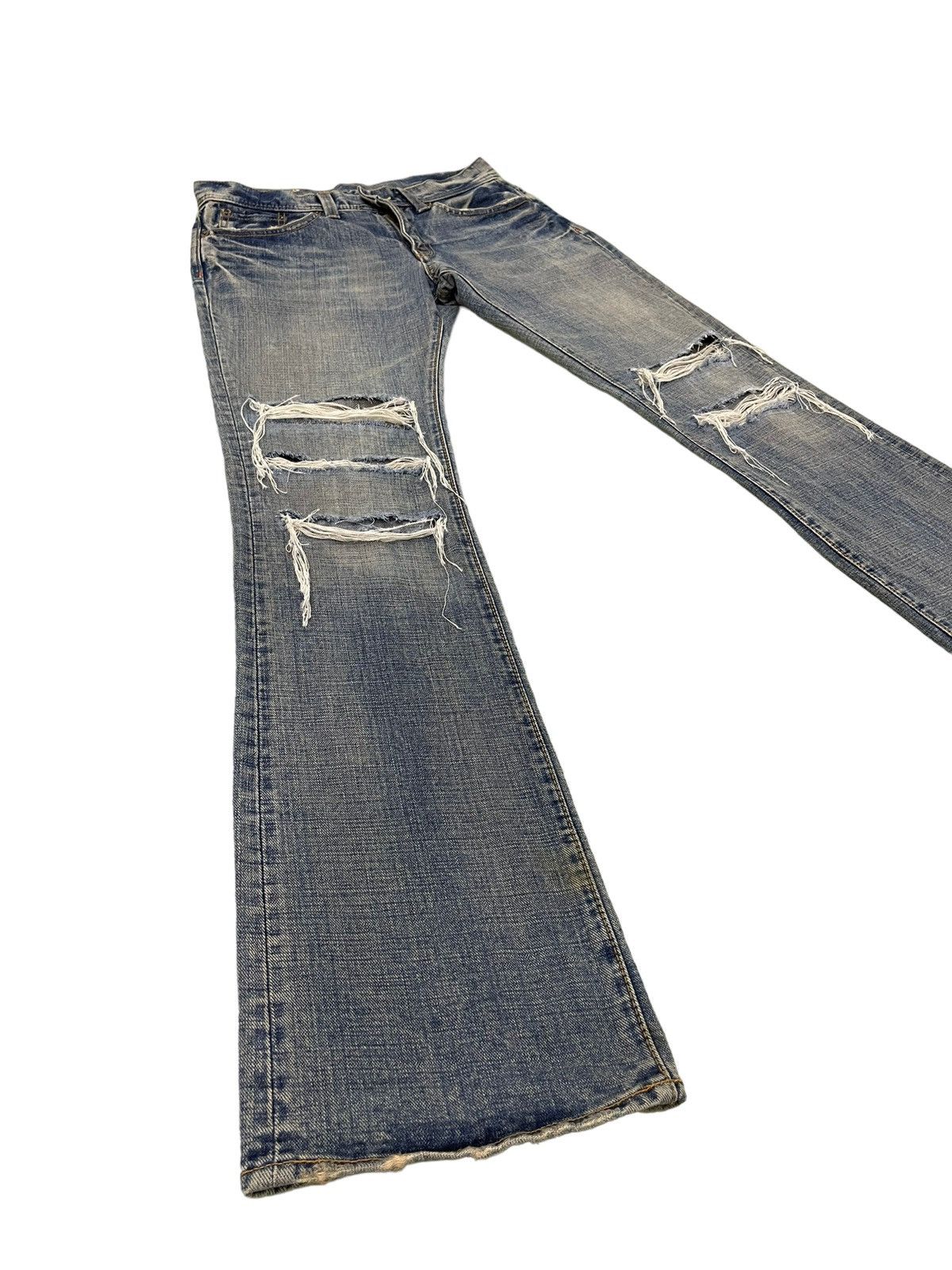 Japanese Brand Flare Jeans GL Heart Faded Distress Boot Cut 7🟦8 Size US 31 - 1 Thumbnail