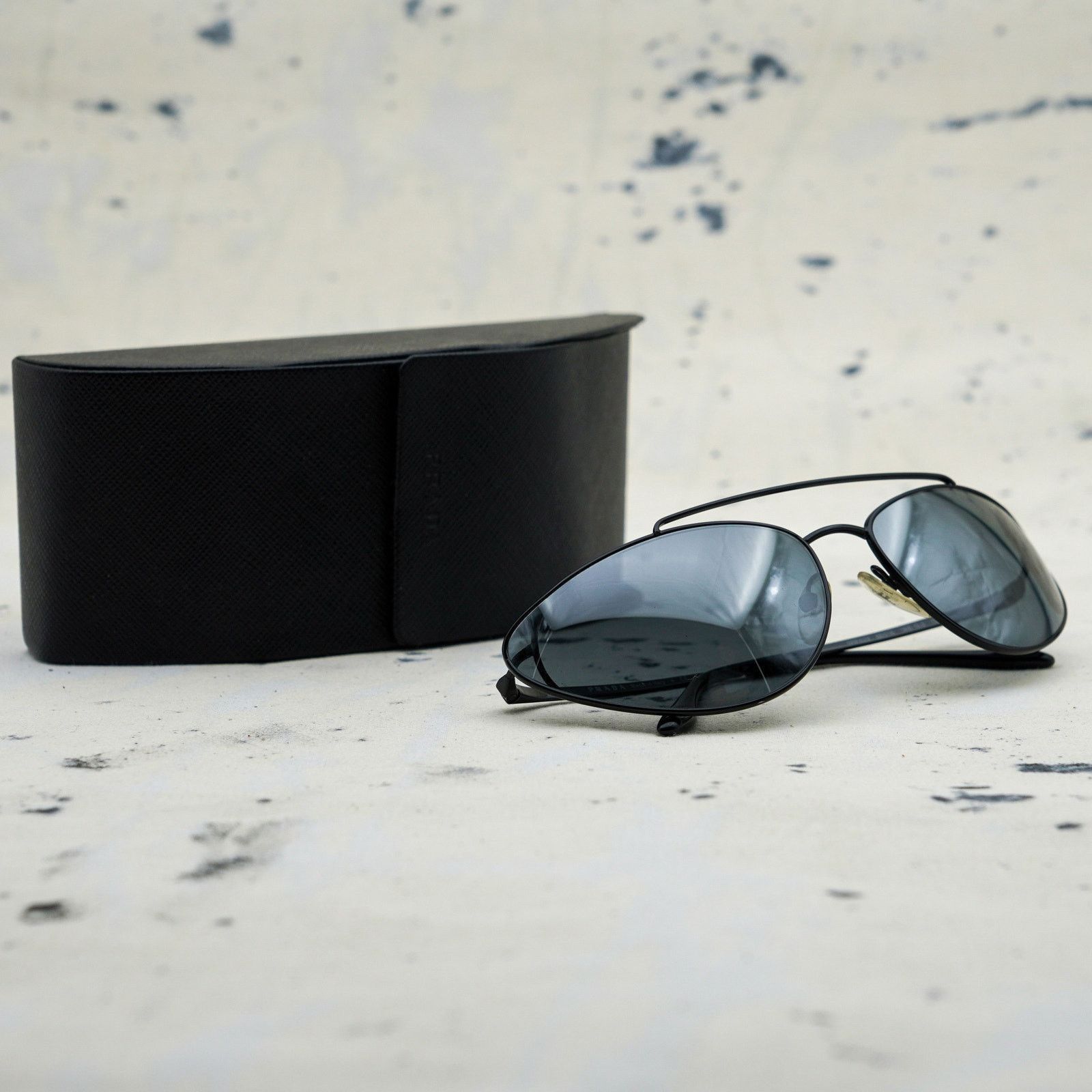 Prada Prada spr 62v black cat eye grey tint lens logo sunglasses Size ONE SIZE - 8 Thumbnail