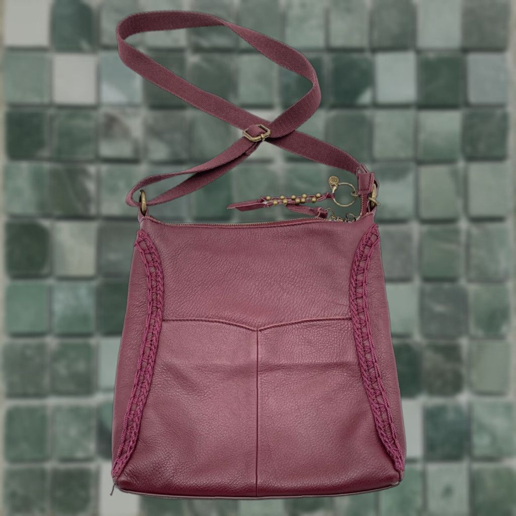 The Sak Burgundy Deep Red Leather Hobo Cross Over Shoulder Bag Purse Handbag, Women's