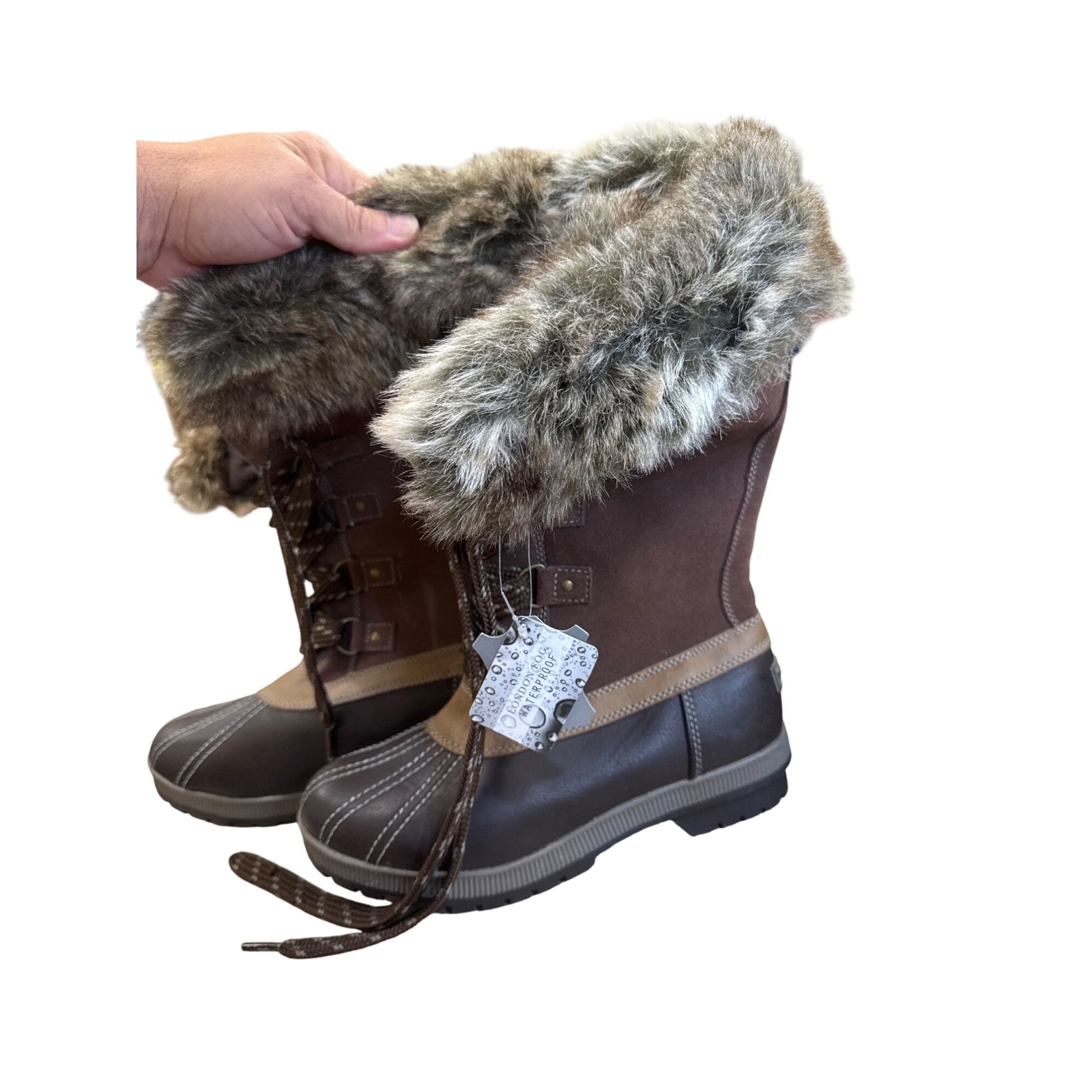 London Fog London Fog Womens brown Waterproof Leather Upper Winter Boot Size US 9 / IT 39 - 4 Thumbnail