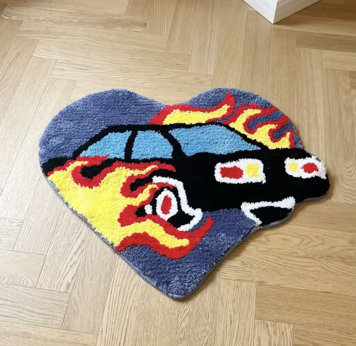 Japanese Brand Heart Flame Car Tufted Rug Size ONE SIZE - 5 Thumbnail