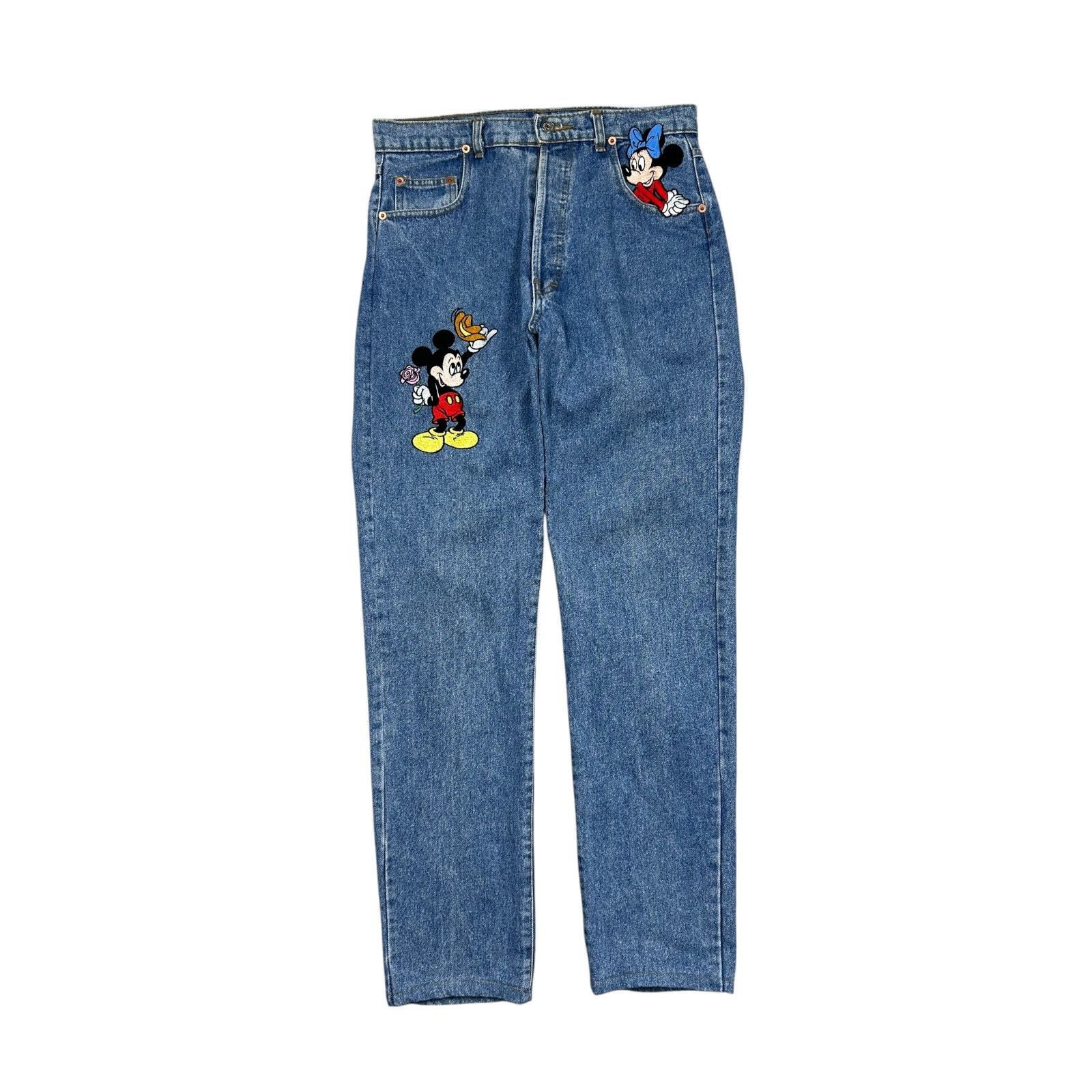 Disney VTG 90s DISNEY MICKEY MINNIE TOO CUTE DENIM JEAN PANTS M Size US 30 / EU 46 - 1 Thumbnail