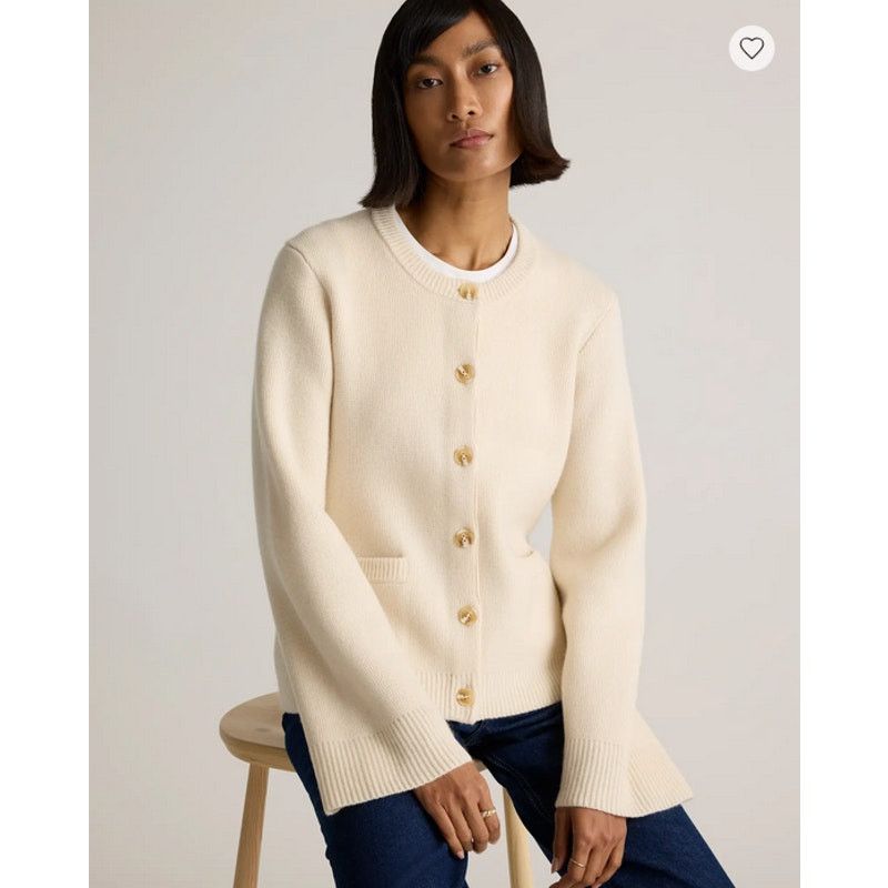 Quince Mongolian Cashmere Structured Cardigan Ivory Size M Size M / US 6-8 / IT 42-44 - 2 Thumbnail