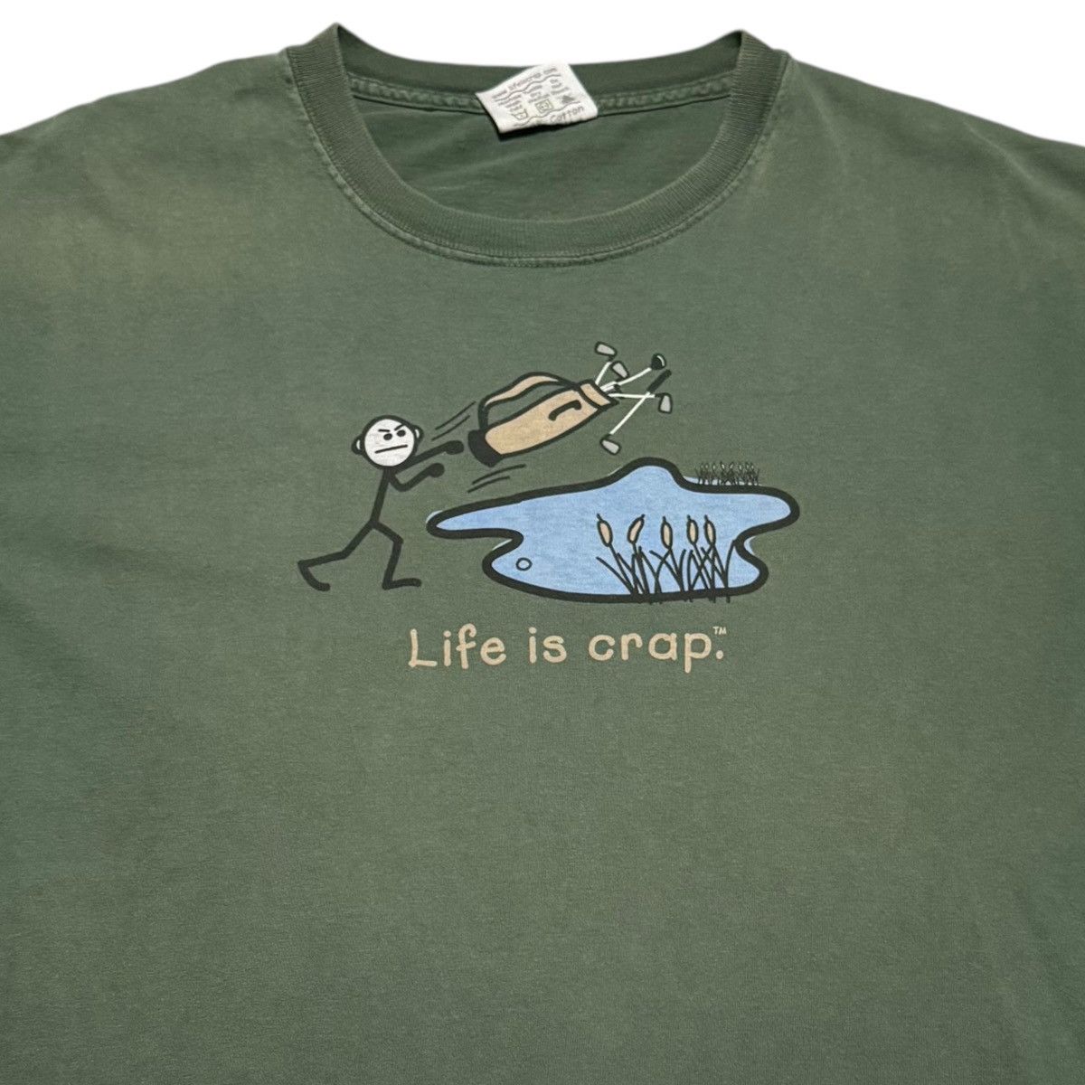 Vintage Vintage Life is Crap Golfing Green Faded Shirt Men's Large Size US L / EU 52-54 / 3 - 2 Thumbnail