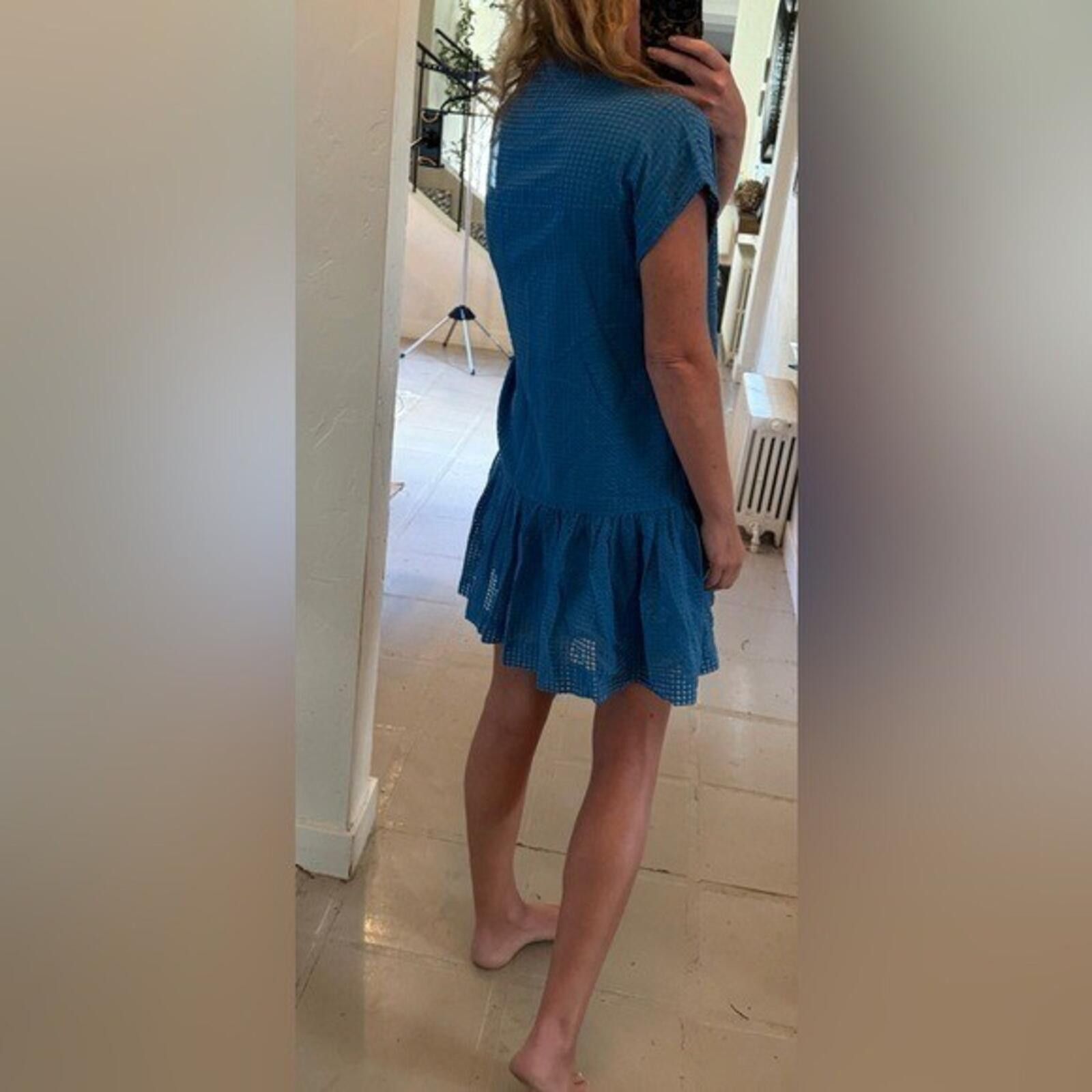 Oliphant Tuckernuck Oliphant Delray Blue Mini Dress Textured Ruffle L Size L / US 10 / IT 46 - 5 Thumbnail