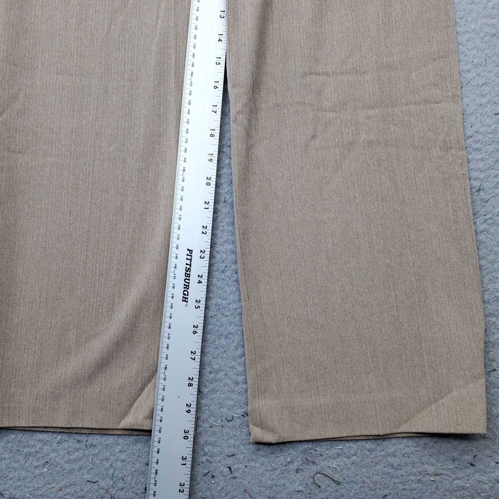 Vintage Rafaella Womens Dress Pants Size 12 Tan Stretch High Waist Wide-Leg Oxford Formal Shirt Pants Slacks Size 34" / US 12 / IT 48 - 4 Thumbnail